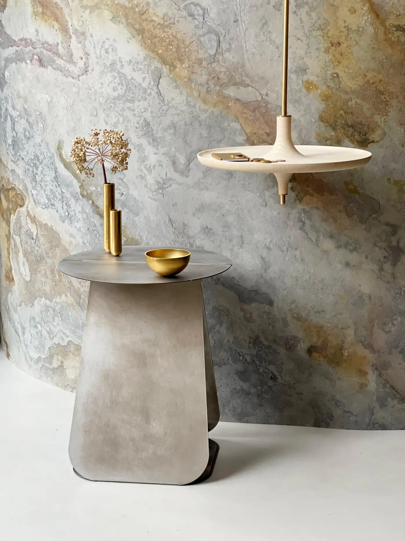 Toupy Bleached Ash And Brass 38 Hanging Table by Mademoiselle Jo 7