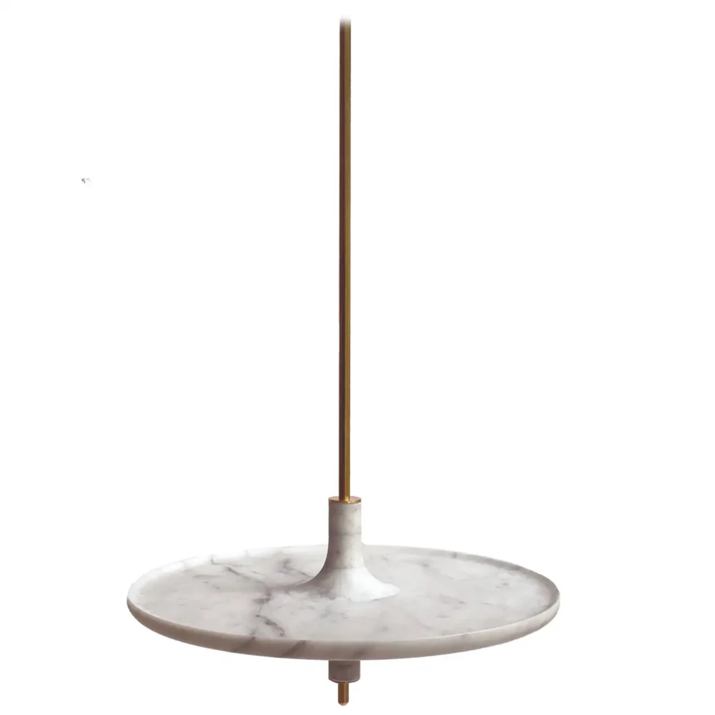Toupy Carrara White Marble and Brass 38 Hanging Table by Mademoiselle Jo 1