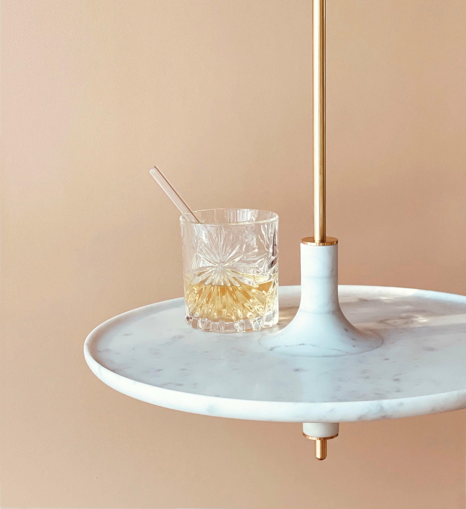 Toupy Carrara White Marble and Brass 38 Hanging Table by Mademoiselle Jo 5