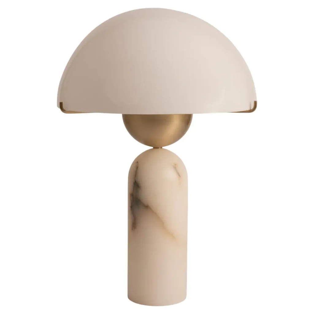White Alabaster Peono Table Lamp by Simone Marcel 1