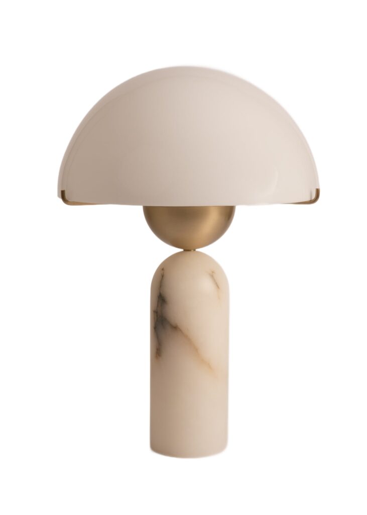 White Alabaster Peono Table Lamp by Simone Marcel 1