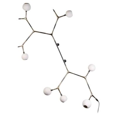 Porcelain and Polished Bronze Campamocha Climbing Wall Lamp by Isabel Moncada