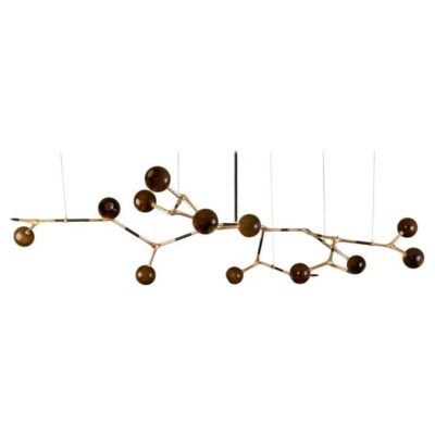Coffee and Polished Bronze Mantis 13 Pendant Lamp by Isabel Moncada