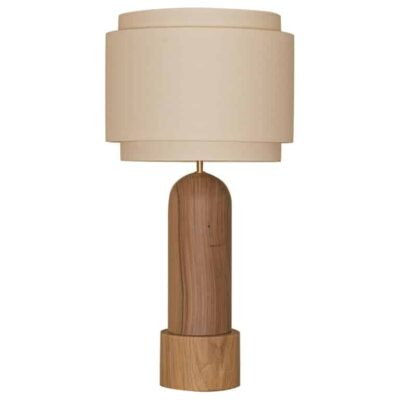 Walnut And Oak Base Pura Kelo Double Table Lamp by Simone & Marcel