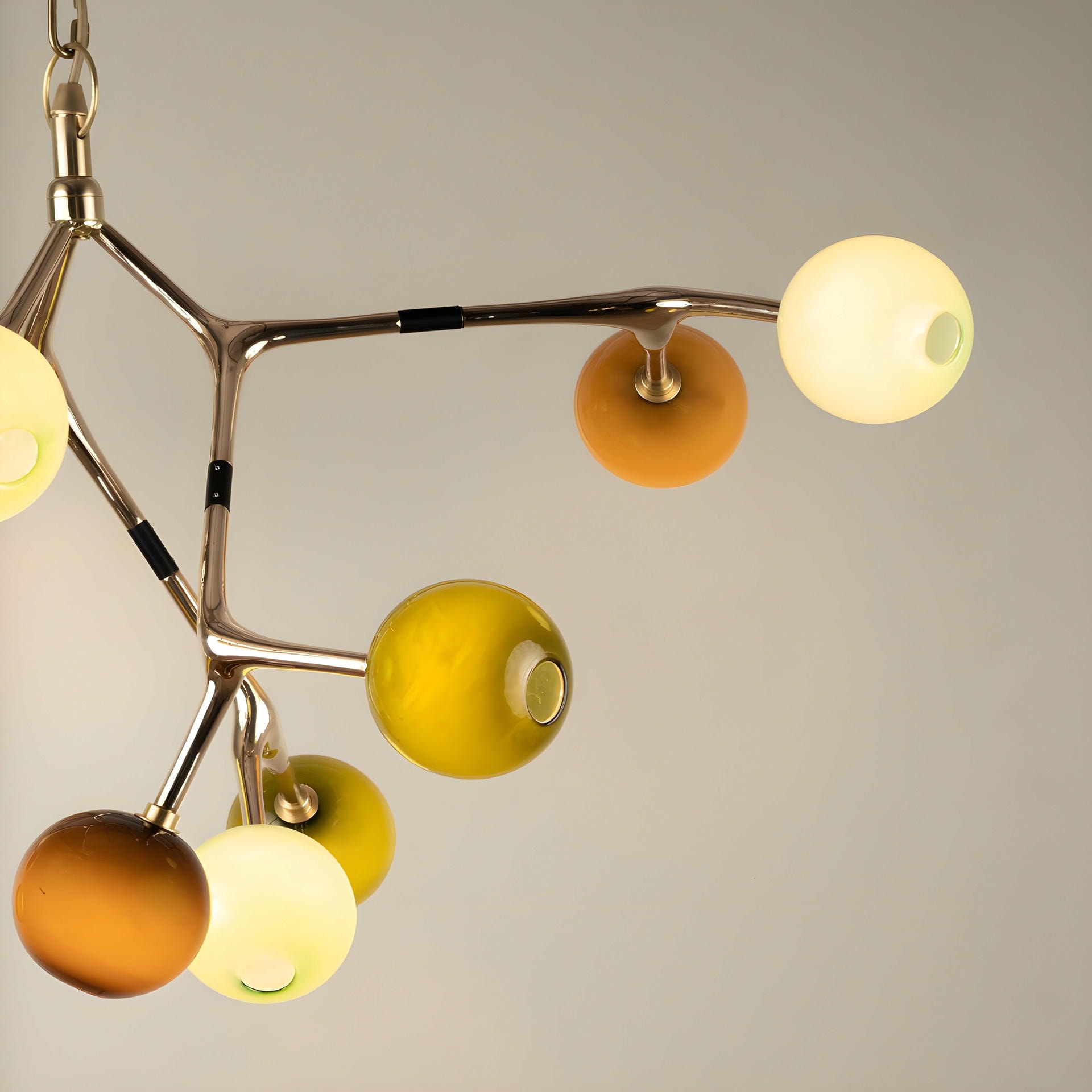 Branch 15 Blown Glass and Polished Bronze Pendant Lamp by Isabel Moncada 10