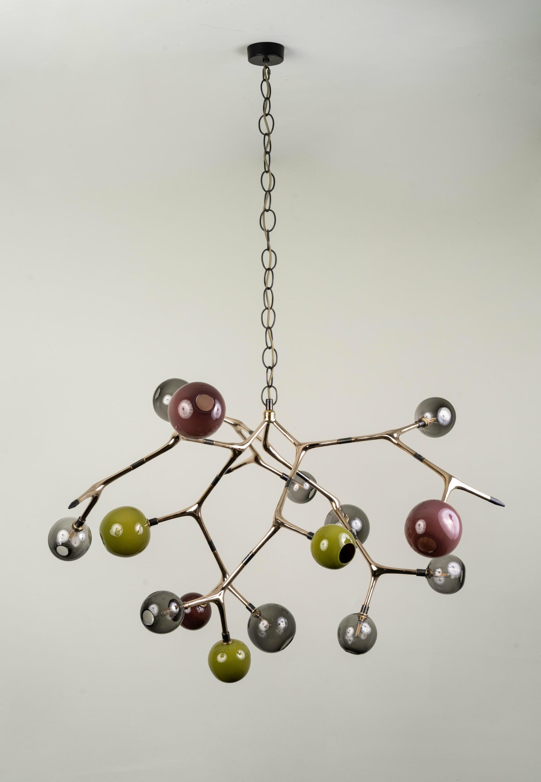 Branch 15 Blown Glass and Polished Bronze Pendant Lamp by Isabel Moncada 3