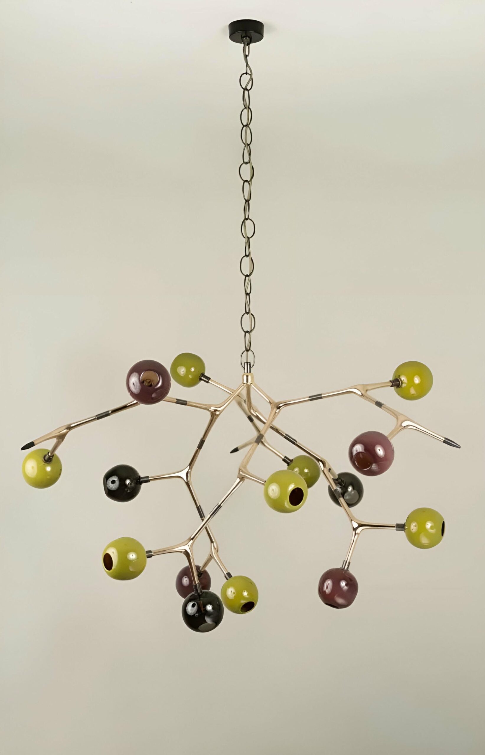 Branch 15 Blown Glass and Polished Bronze Pendant Lamp by Isabel Moncada 7