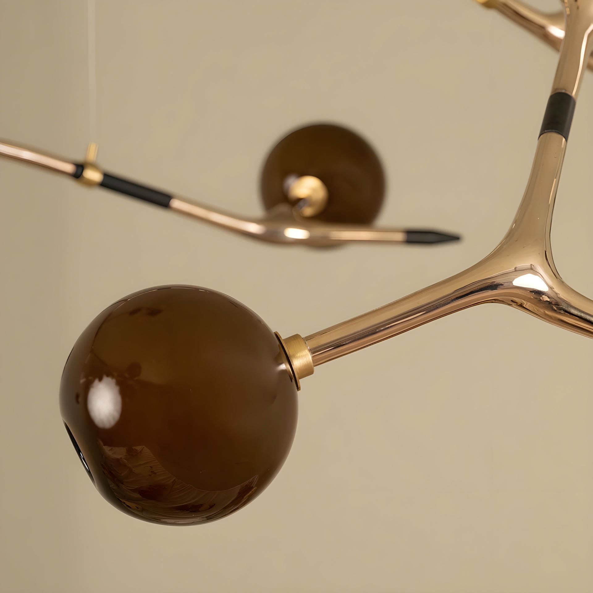 Branch 15 Blown Glass and Polished Bronze Pendant Lamp by Isabel Moncada 9