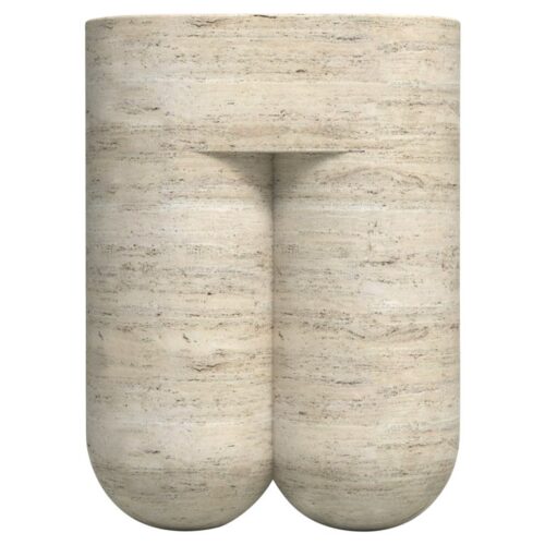 Chunky Classic Travertine Side Table Stool by Etamorph 1