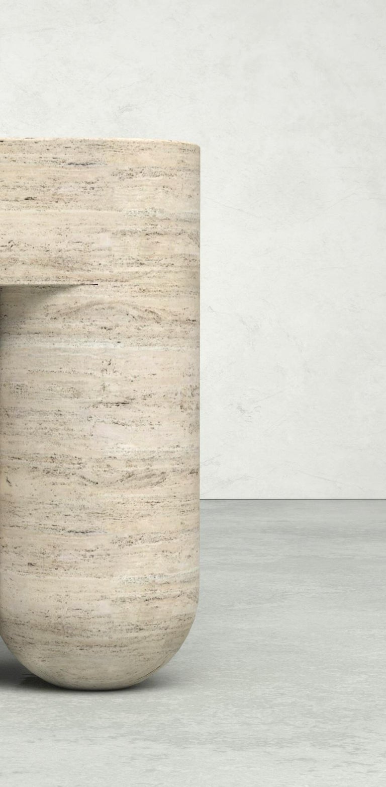 Chunky Classic Travertine Side Table Stool by Etamorph 3