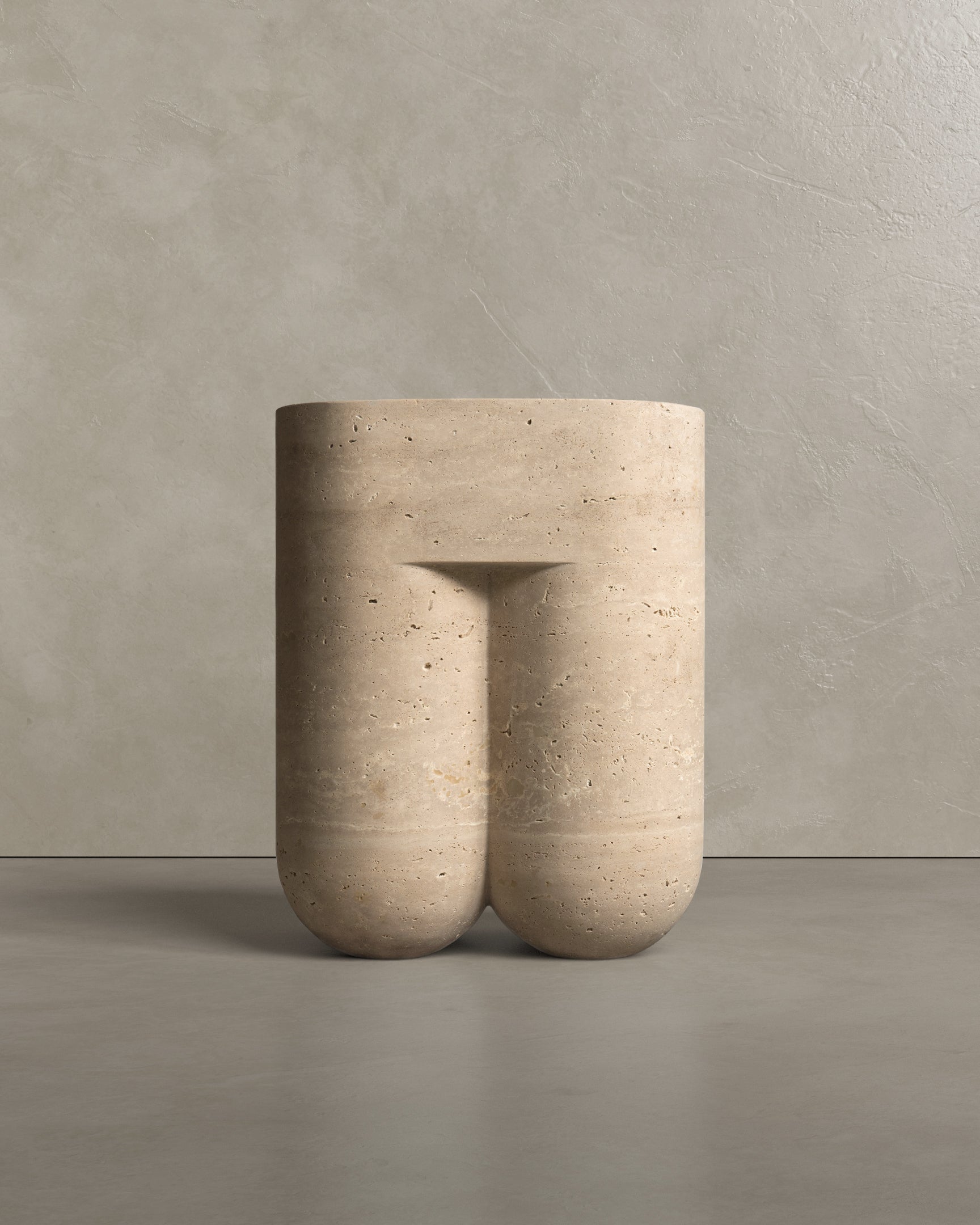 Classic Travertine Unfilled Chunky Stool by Etamorph 3
