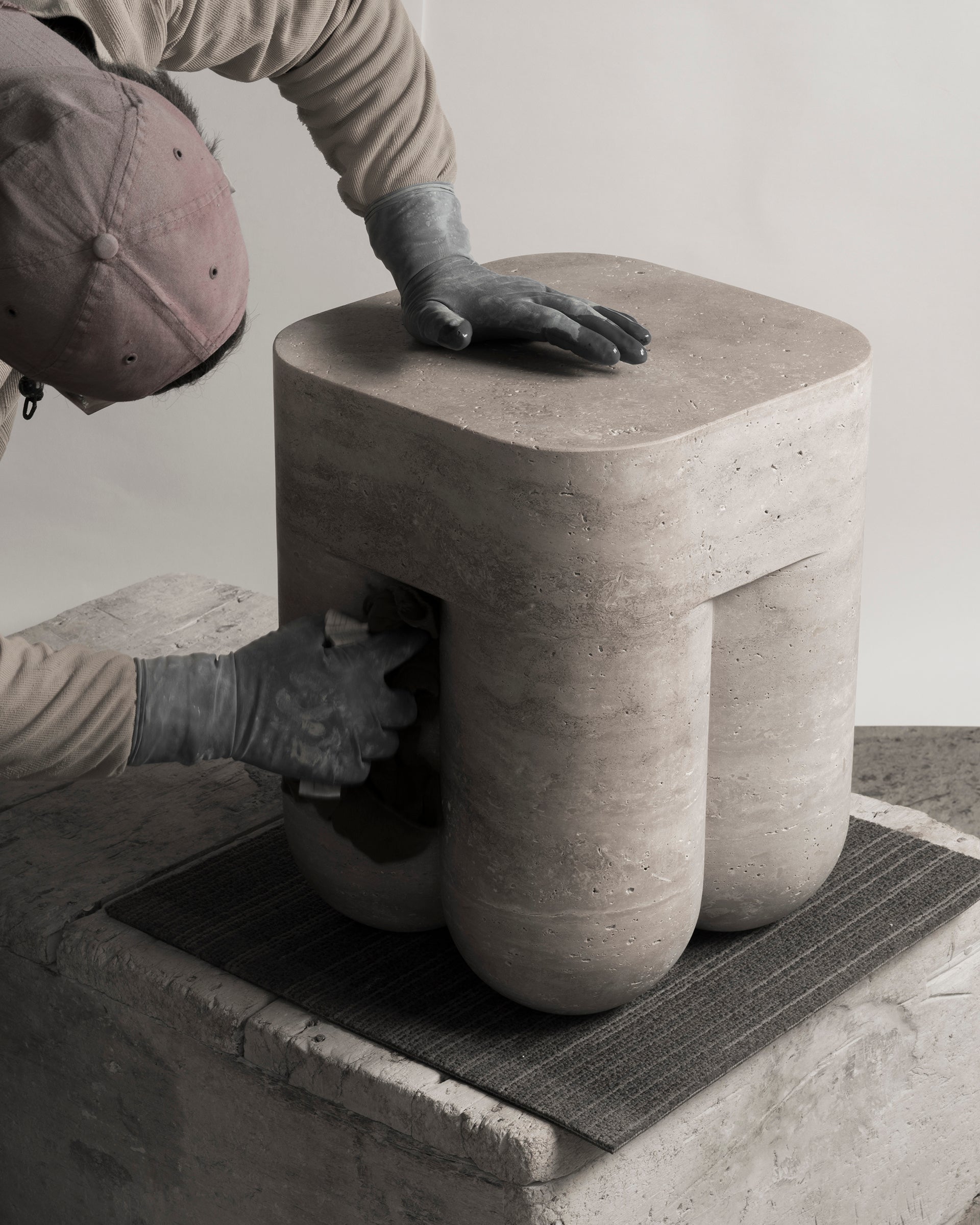 Classic Travertine Unfilled Chunky Stool by Etamorph 6