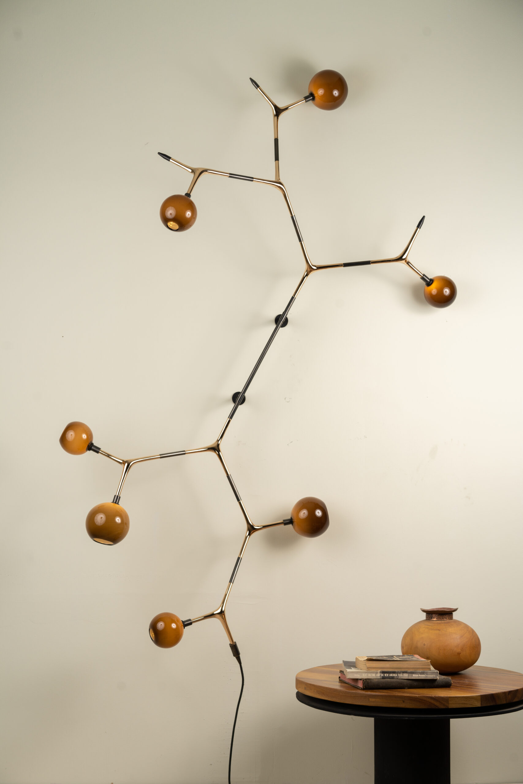 Coffee and Polished Bronze Campamocha Climbing Wall Lamp by Isabel Moncada 2