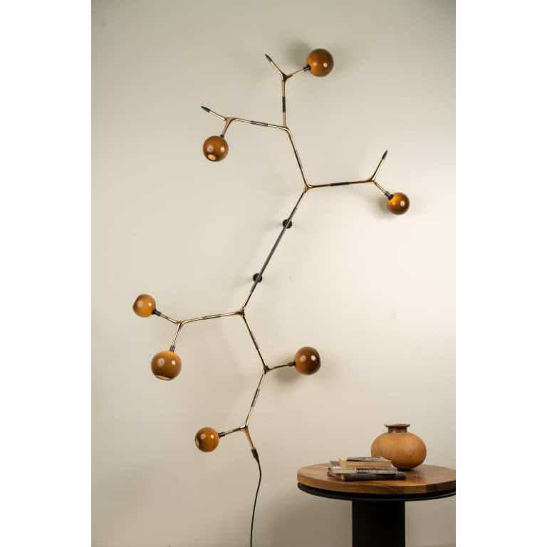 Coffee and Polished Bronze Campamocha Climbing Wall Lamp by Isabel Moncada 2