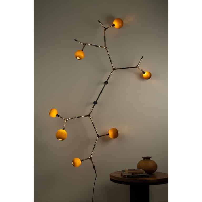 Coffee and Polished Bronze Campamocha Climbing Wall Lamp by Isabel Moncada 4