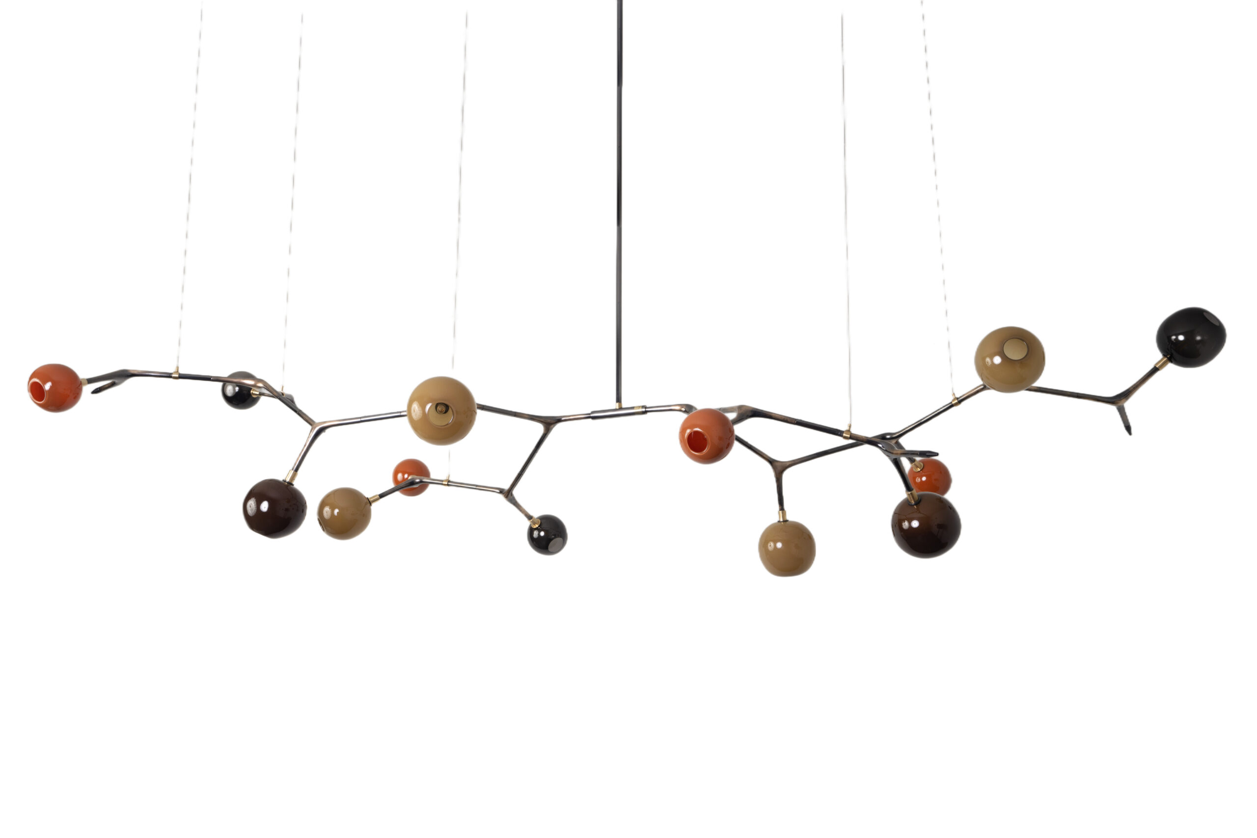Coffee and Polished Bronze Mantis 13 Pendant Lamp by Isabel Moncada 1