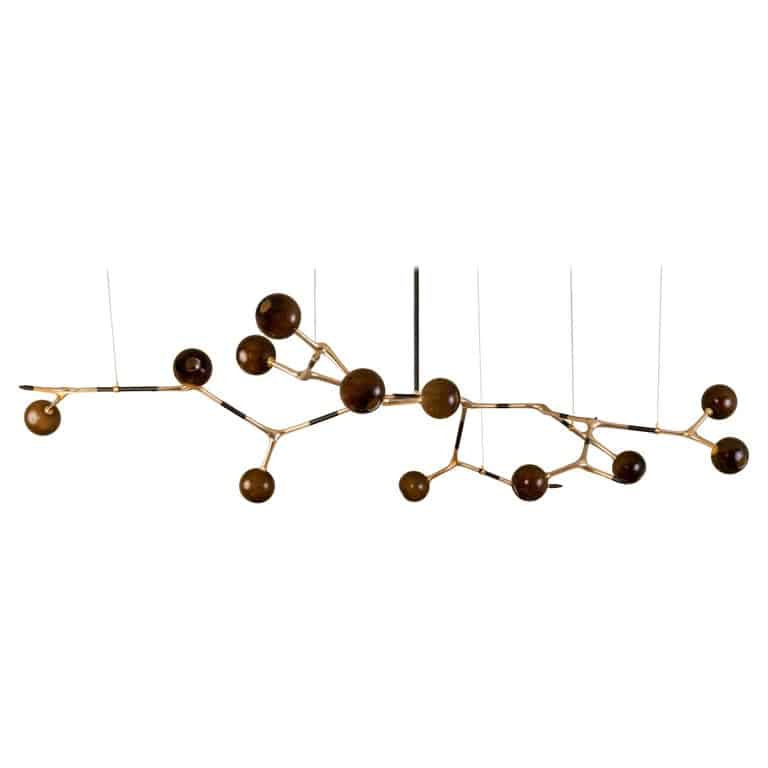 Coffee and Polished Bronze Mantis 13 Pendant Lamp by Isabel Moncada 1