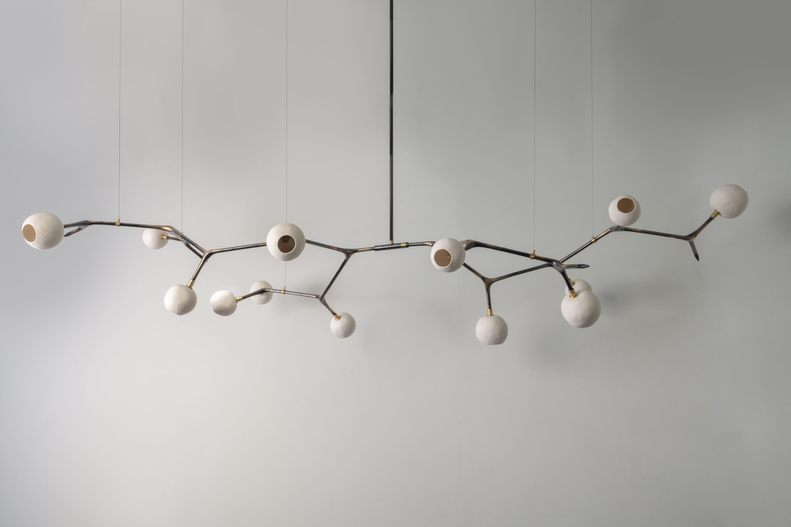 Coffee and Polished Bronze Mantis 13 Pendant Lamp by Isabel Moncada 6