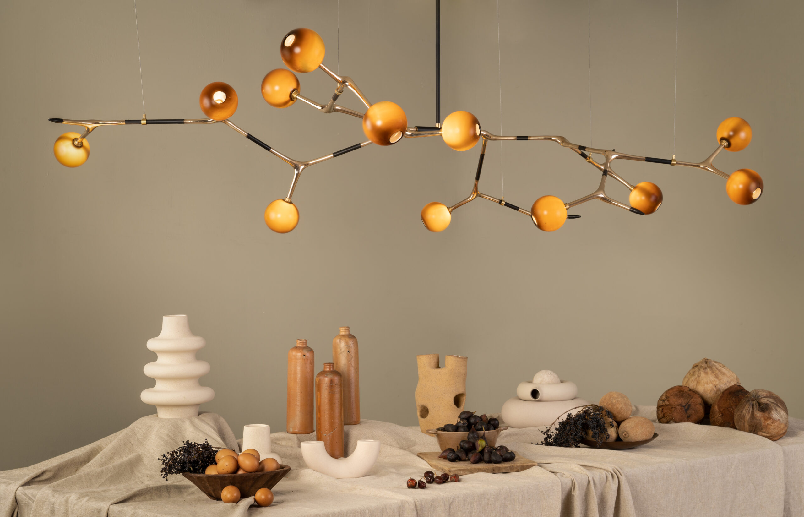 Coffee and Polished Bronze Mantis 13 Pendant Lamp by Isabel Moncada 9