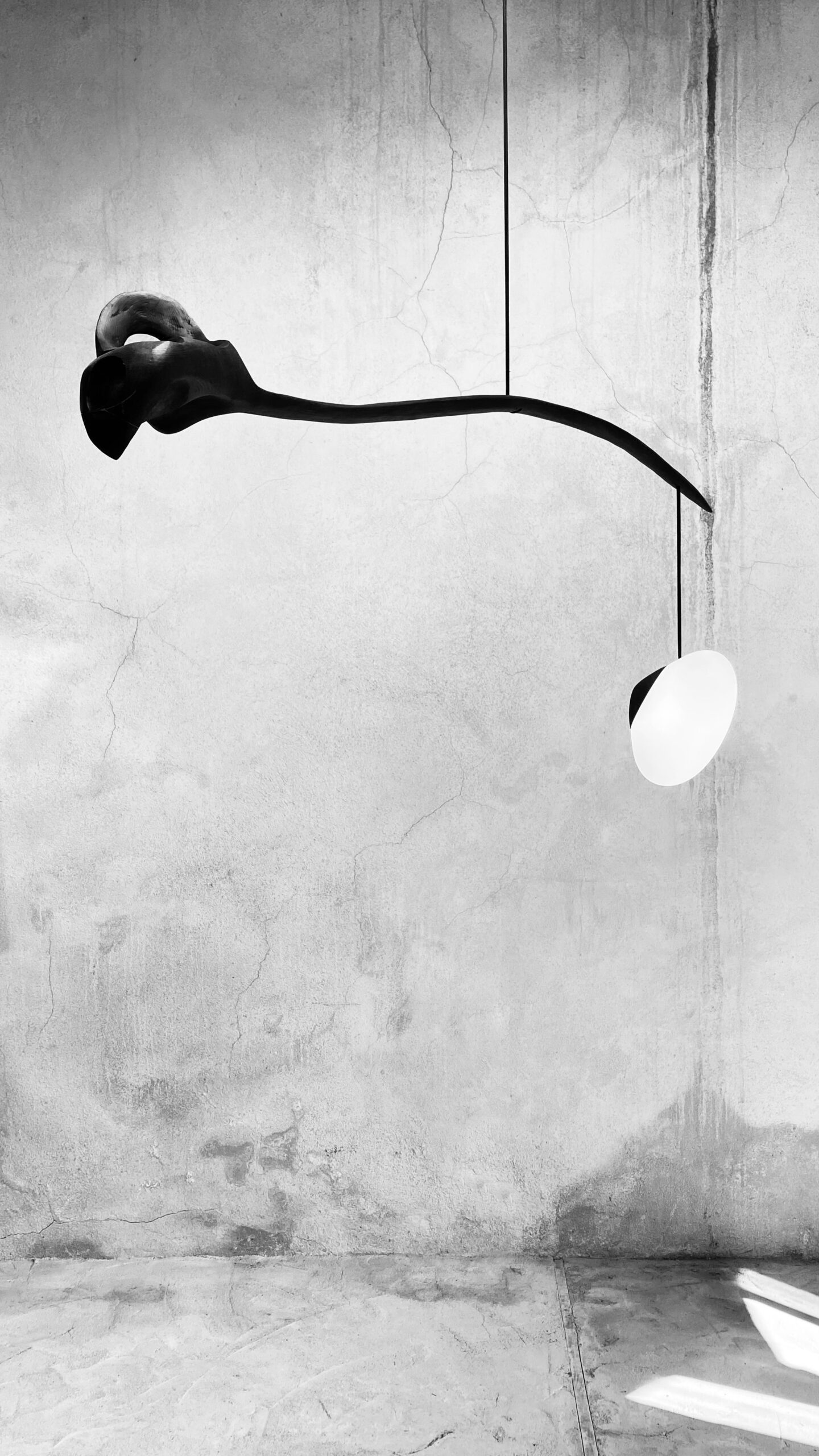 Contemporary Black Wood White Glass Suspension Lamp by Jerome Pereira 3