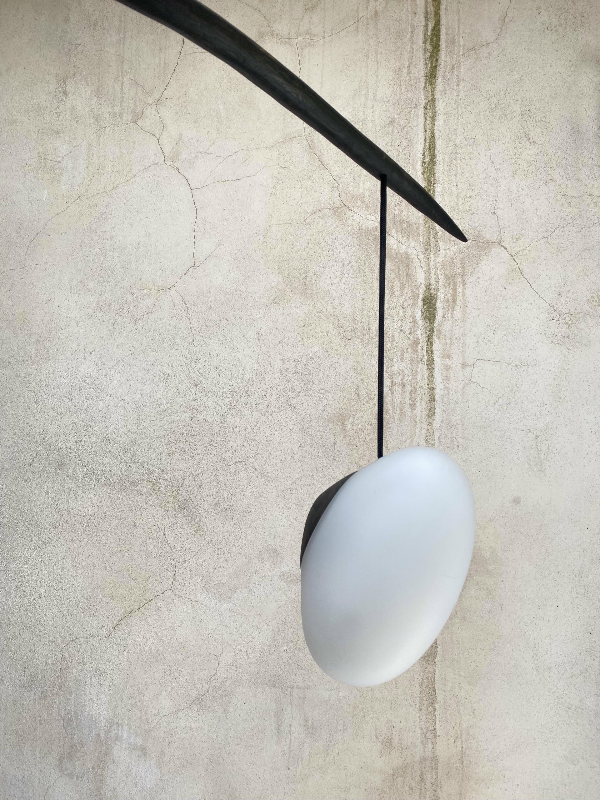 Contemporary Black Wood White Glass Suspension Lamp by Jerome Pereira 6