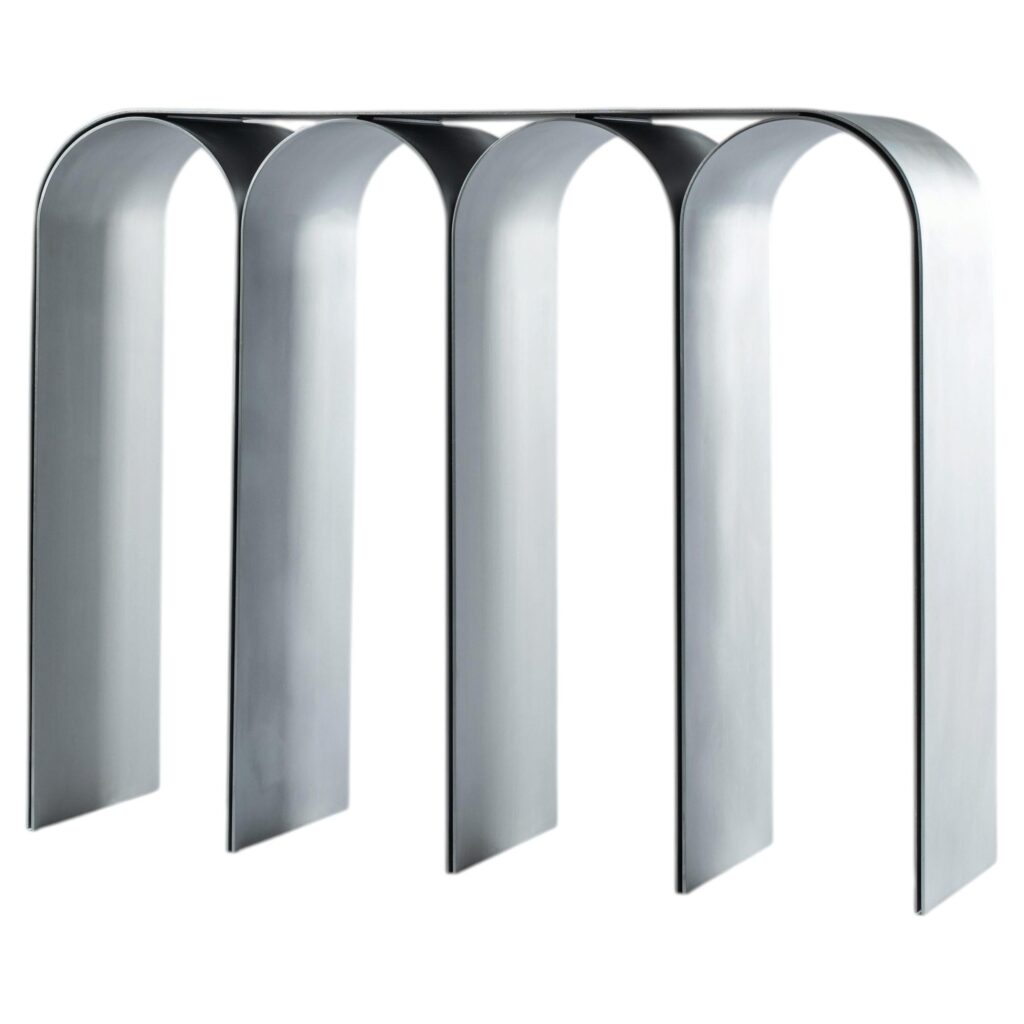 Contemporary Silver Aluminum Arch Console by Pietro Franceschini 1