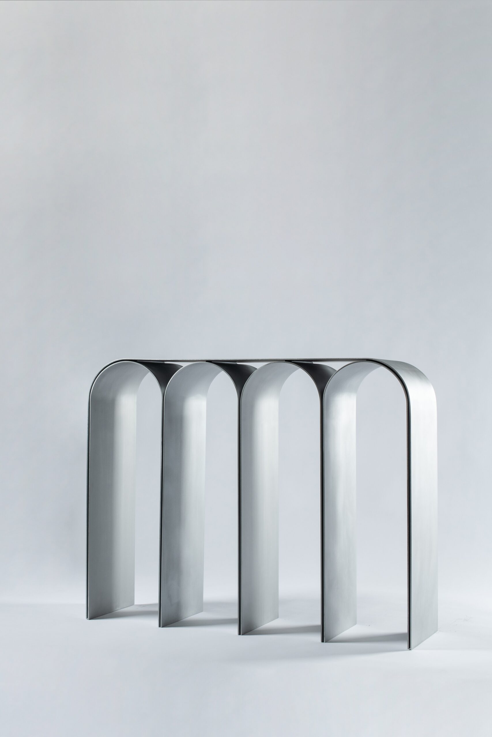 Contemporary Silver Aluminum Arch Console by Pietro Franceschini 2