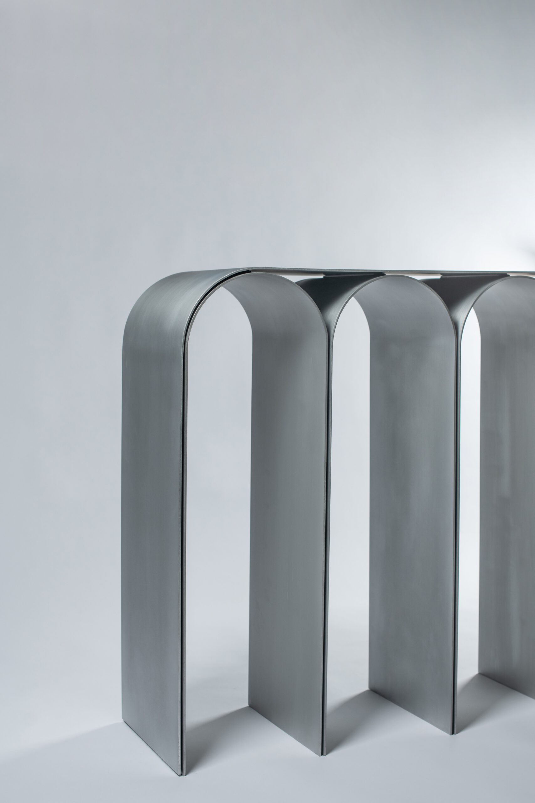 Contemporary Silver Aluminum Arch Console by Pietro Franceschini 3
