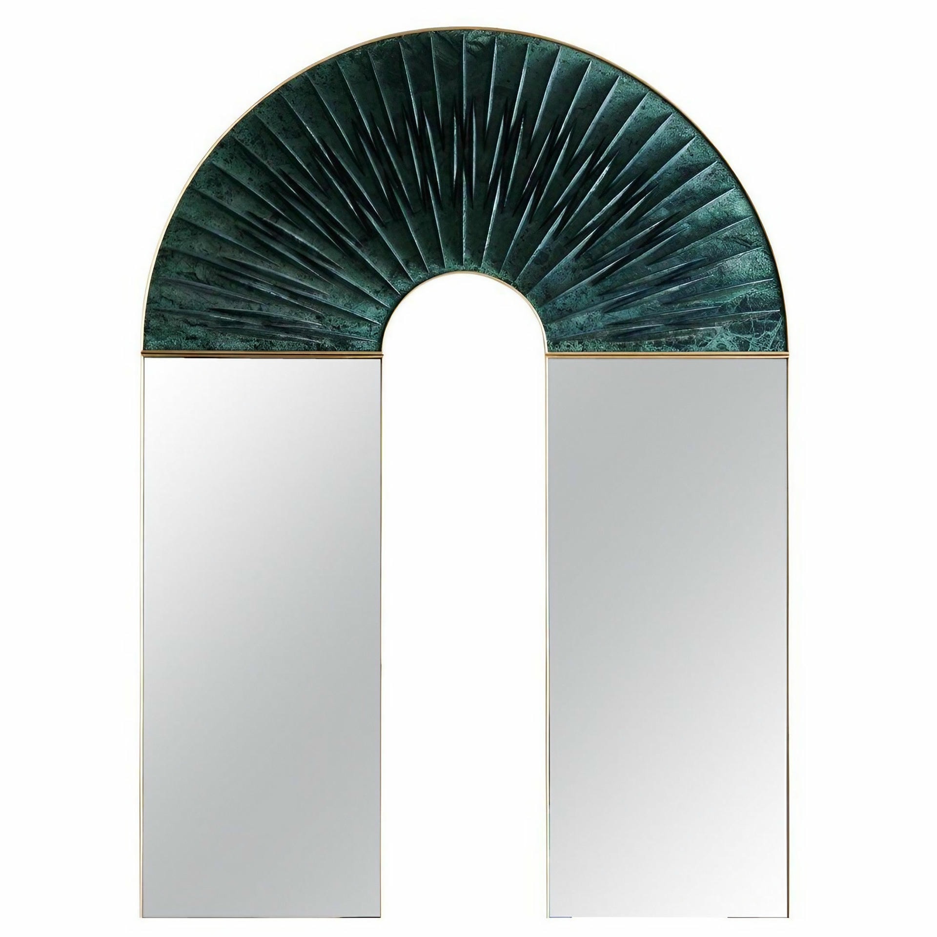 Elegant Solid Marble Stone Brass Frame Wall Mounted Mirror Peafowl Carla Baz 1