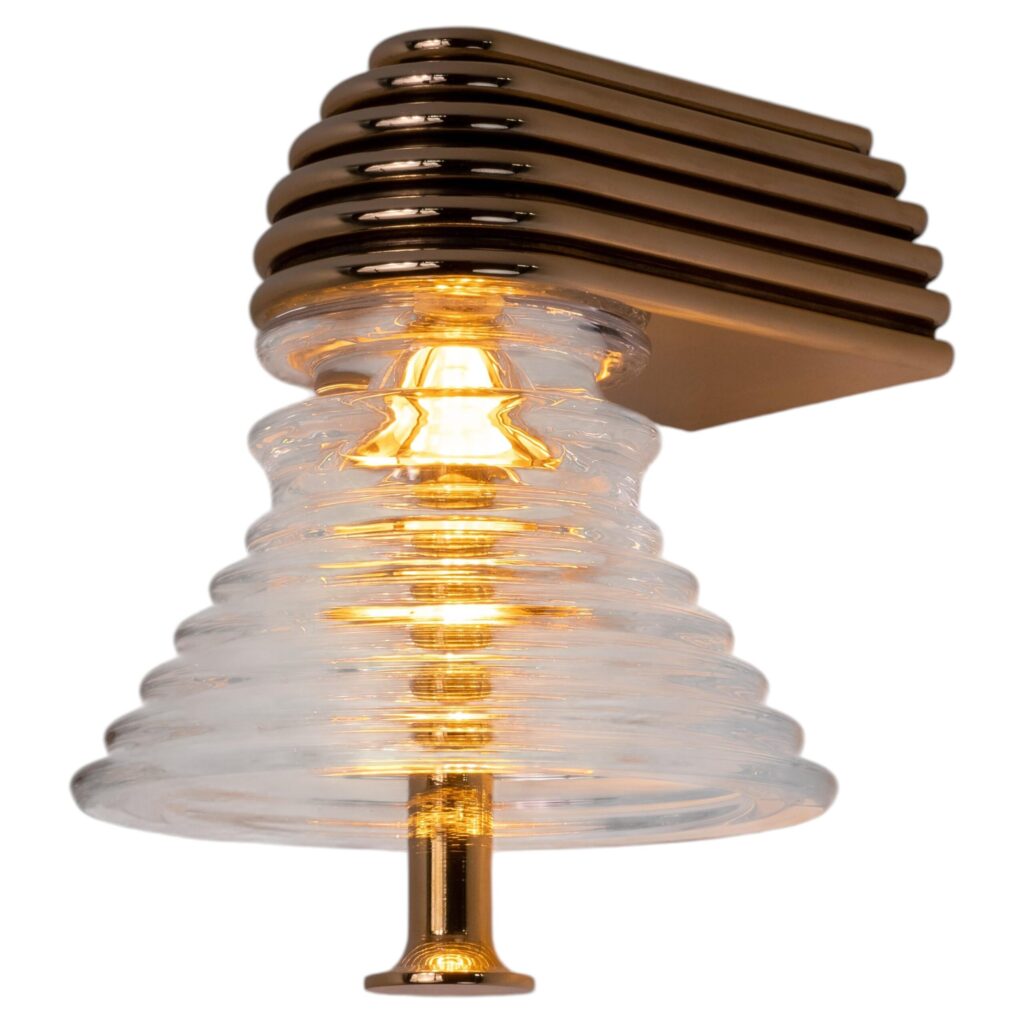 Insulator A Clear Glass and Polished Brass Sconce by Novocastrian 1