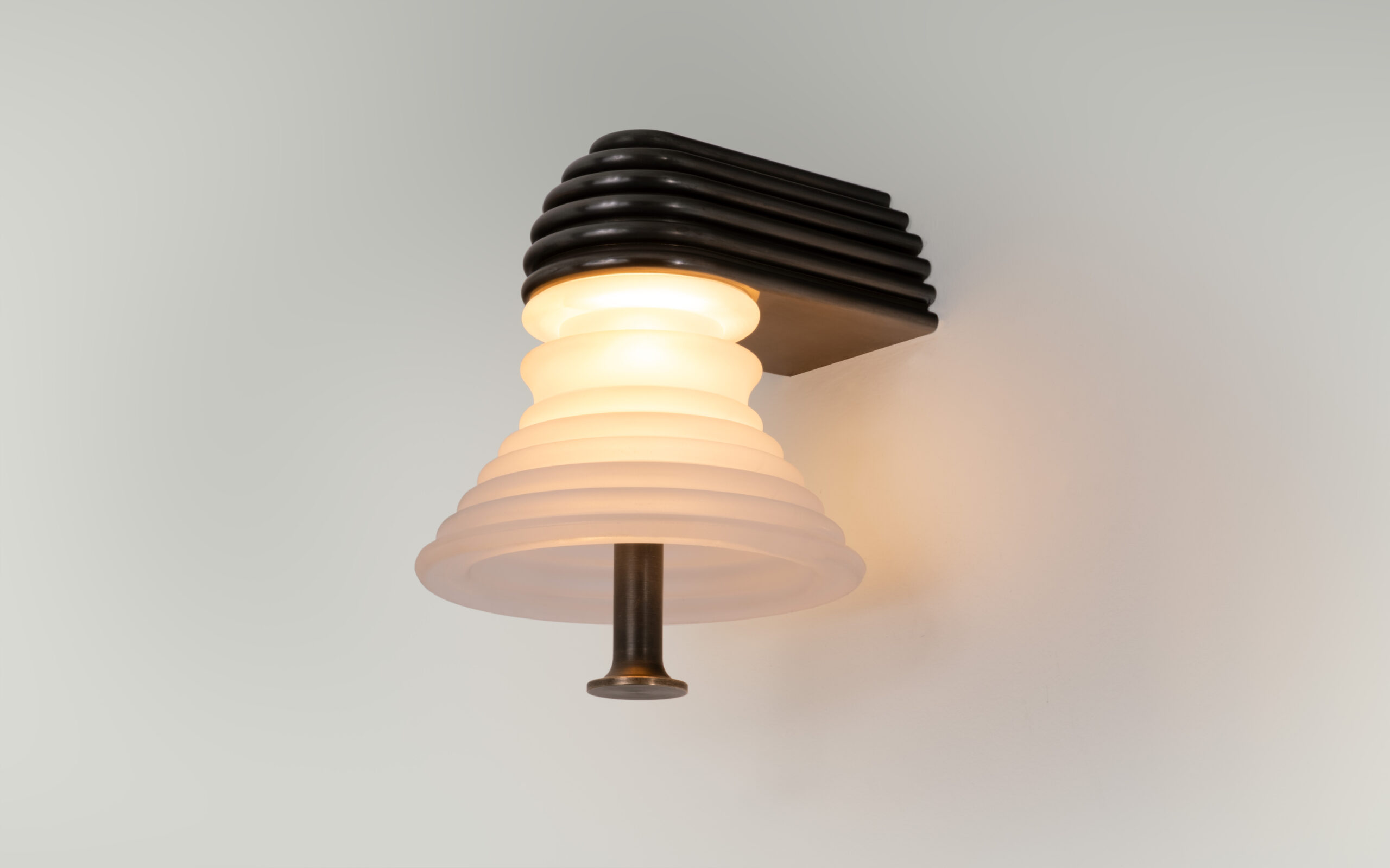 Insulator A Frosted Glass and Dark Brass Sconce by Novocastrian 7