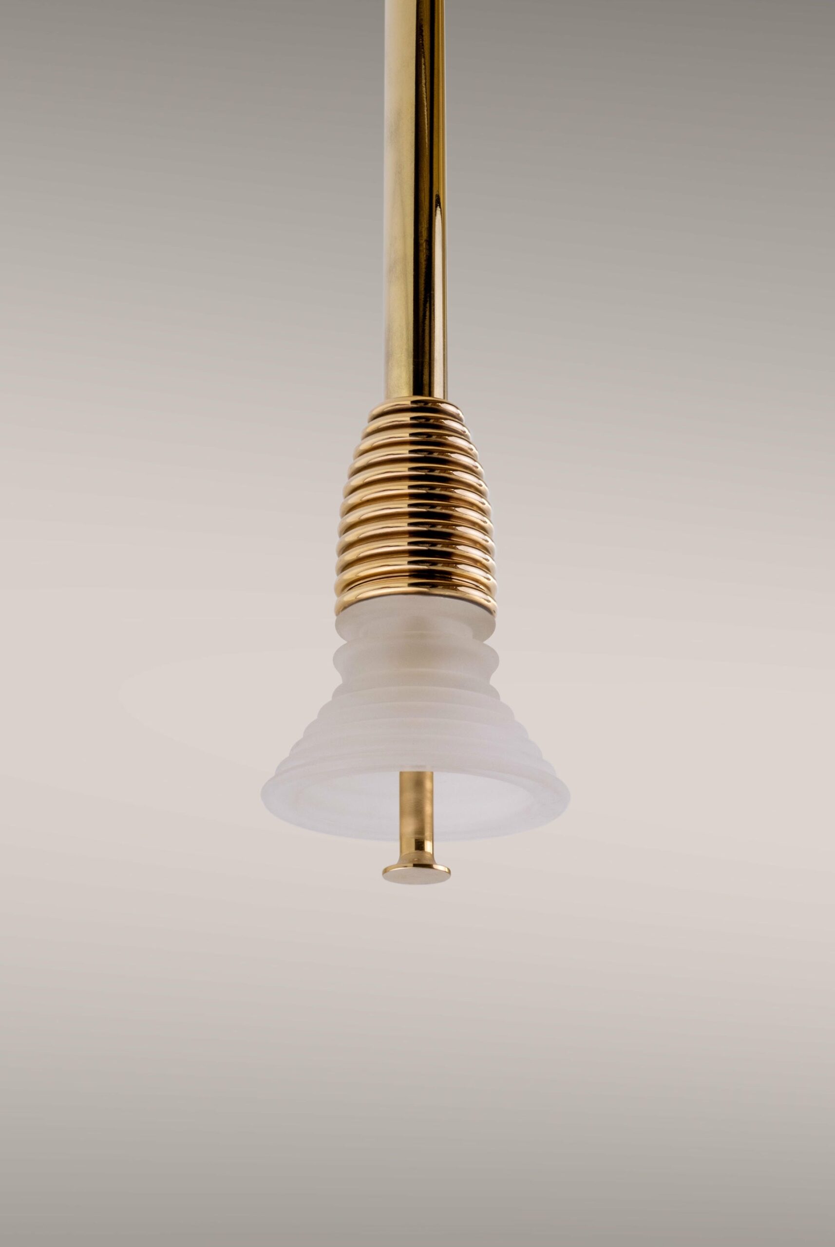 Insulator A Frosted Glass and Polished Brass Pendant Light by Novocastrian 5