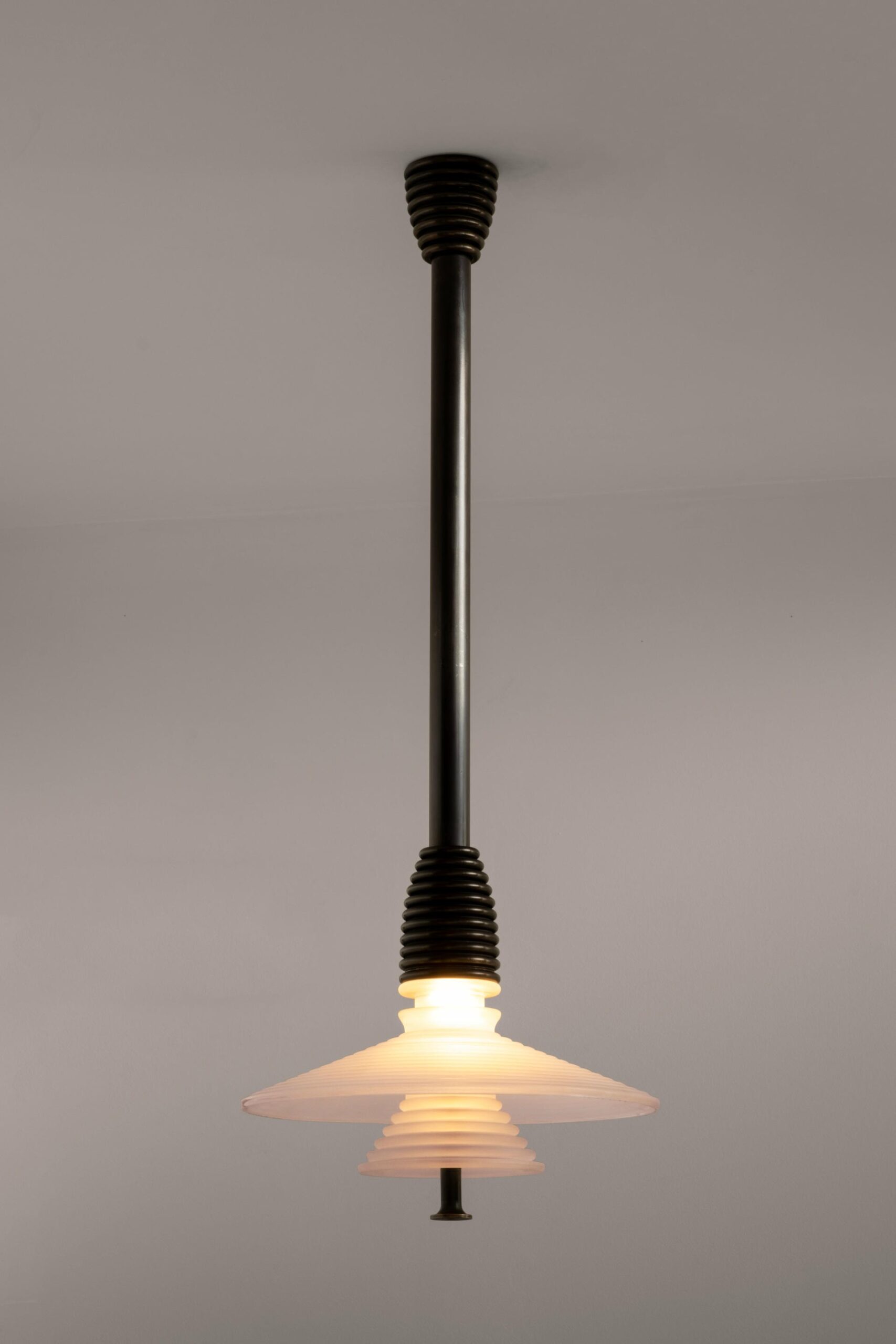 Insulator AB Frosted Glass and Dark Brass Pendant Light by Novocastrian 2