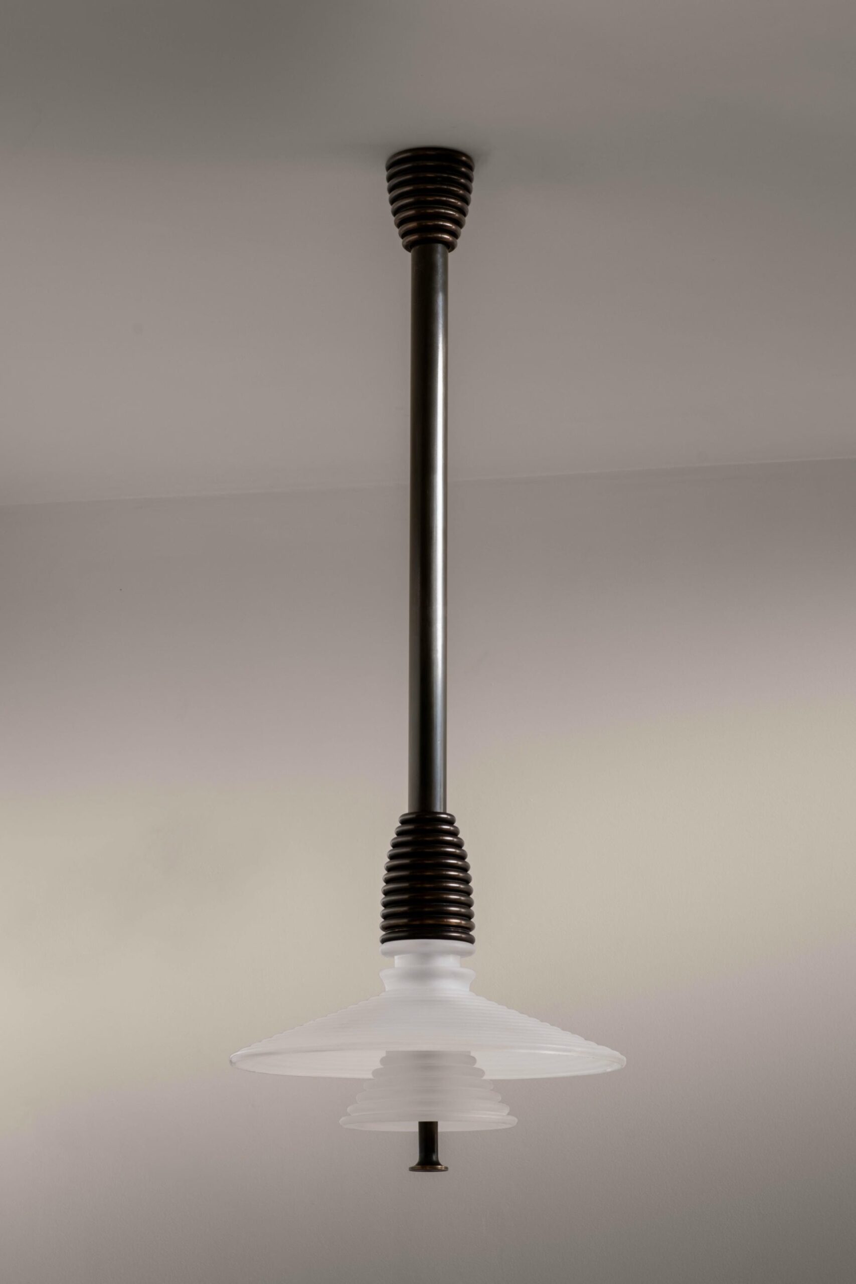 Insulator AB Frosted Glass and Dark Brass Pendant Light by Novocastrian 3