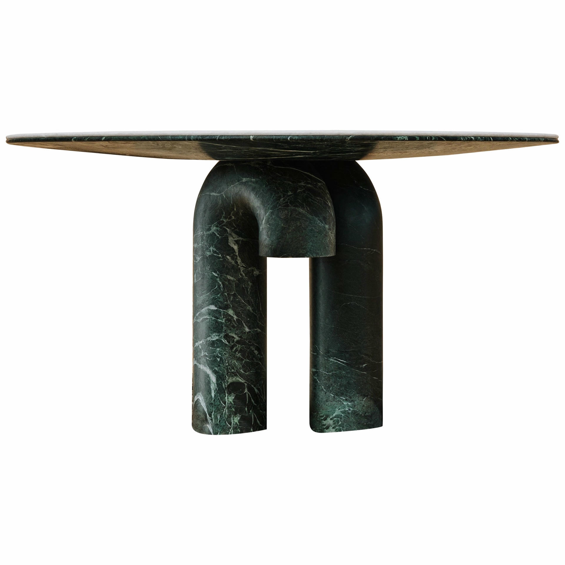 Juni Dining Table by Piotr Dabrowa in Verde Alpi Bianco Marble 1