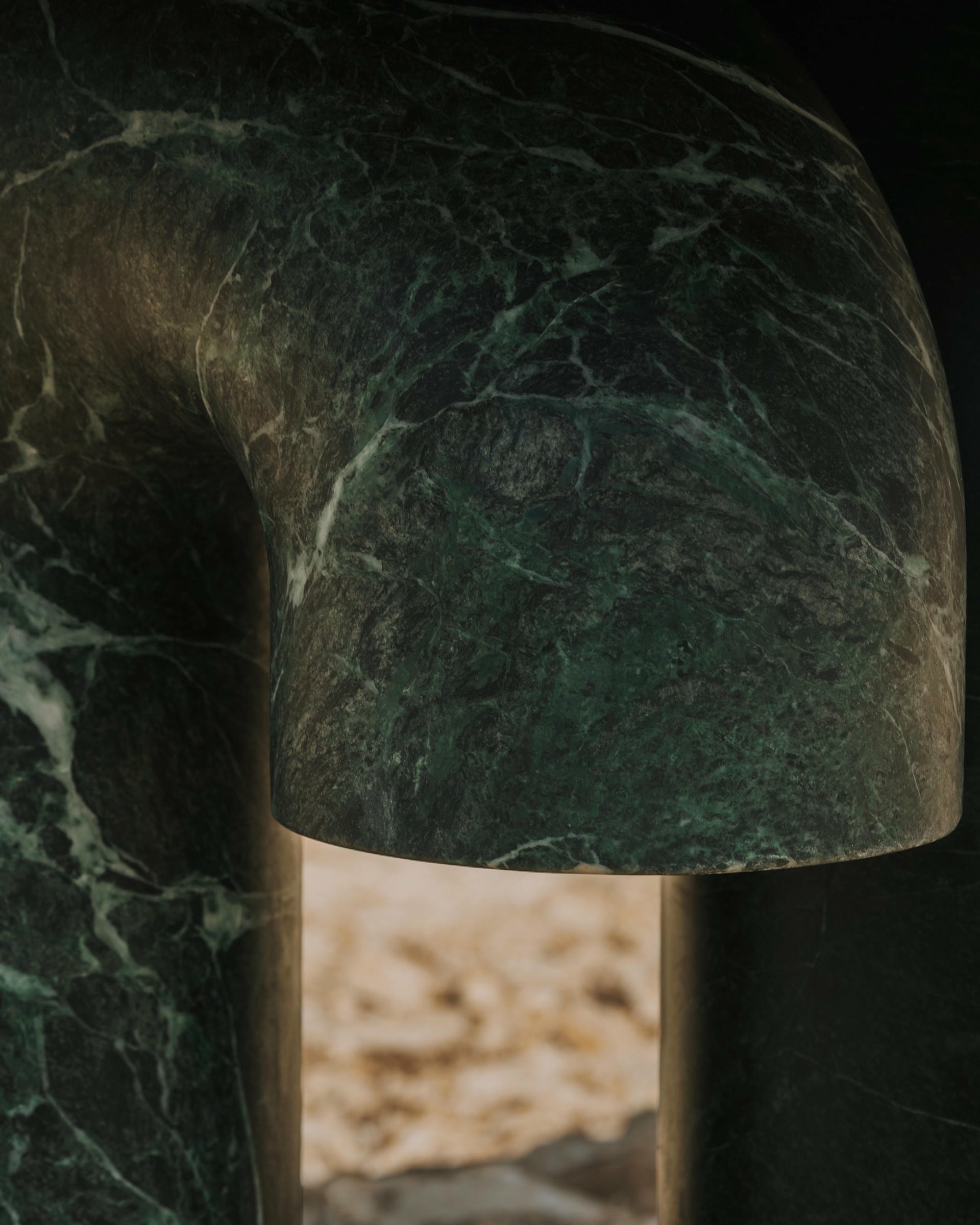 Juni Dining Table by Piotr Dabrowa in Verde Alpi Bianco Marble 3