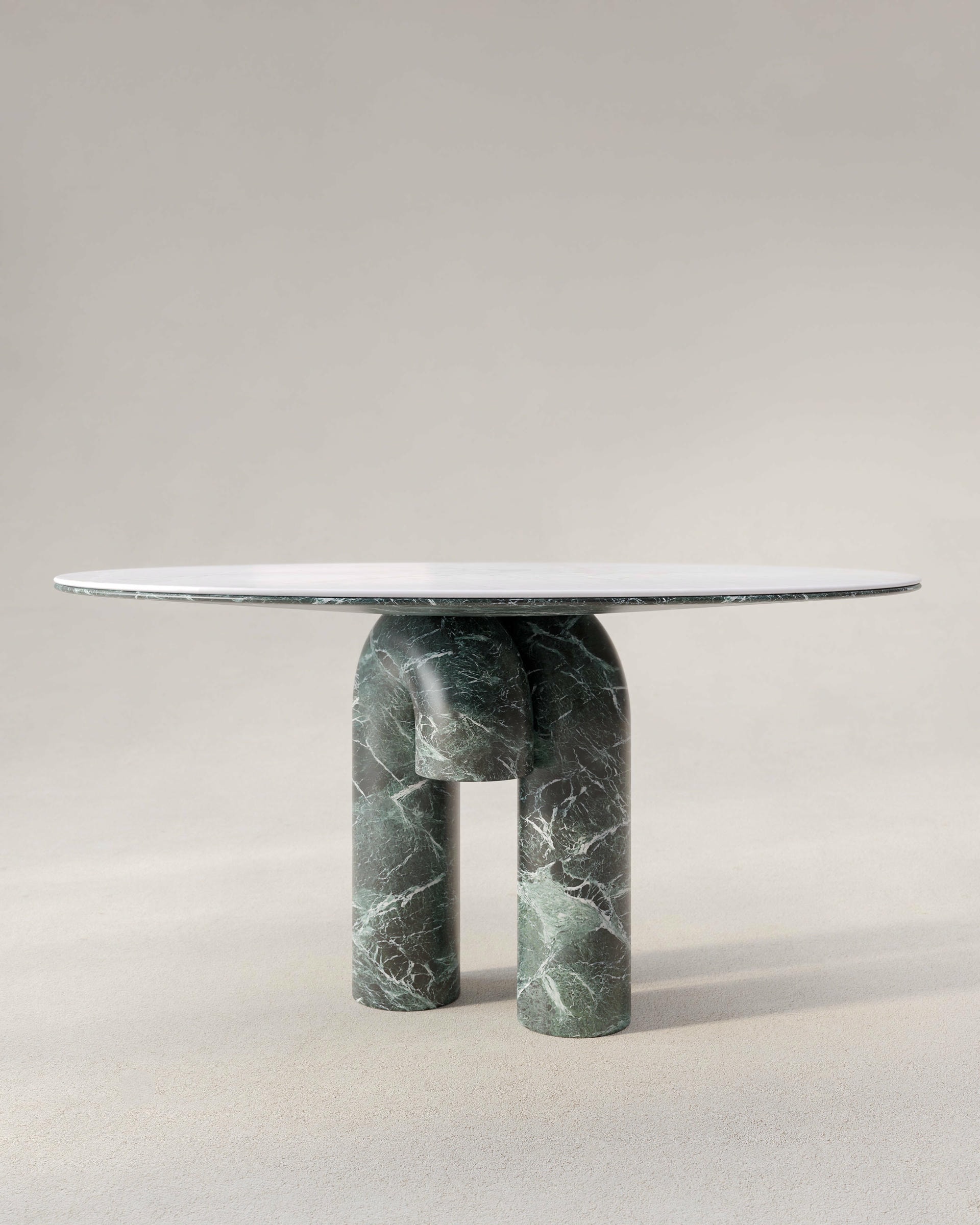 Juni Dining Table by Piotr Dabrowa in Verde Alpi Bianco Marble 5