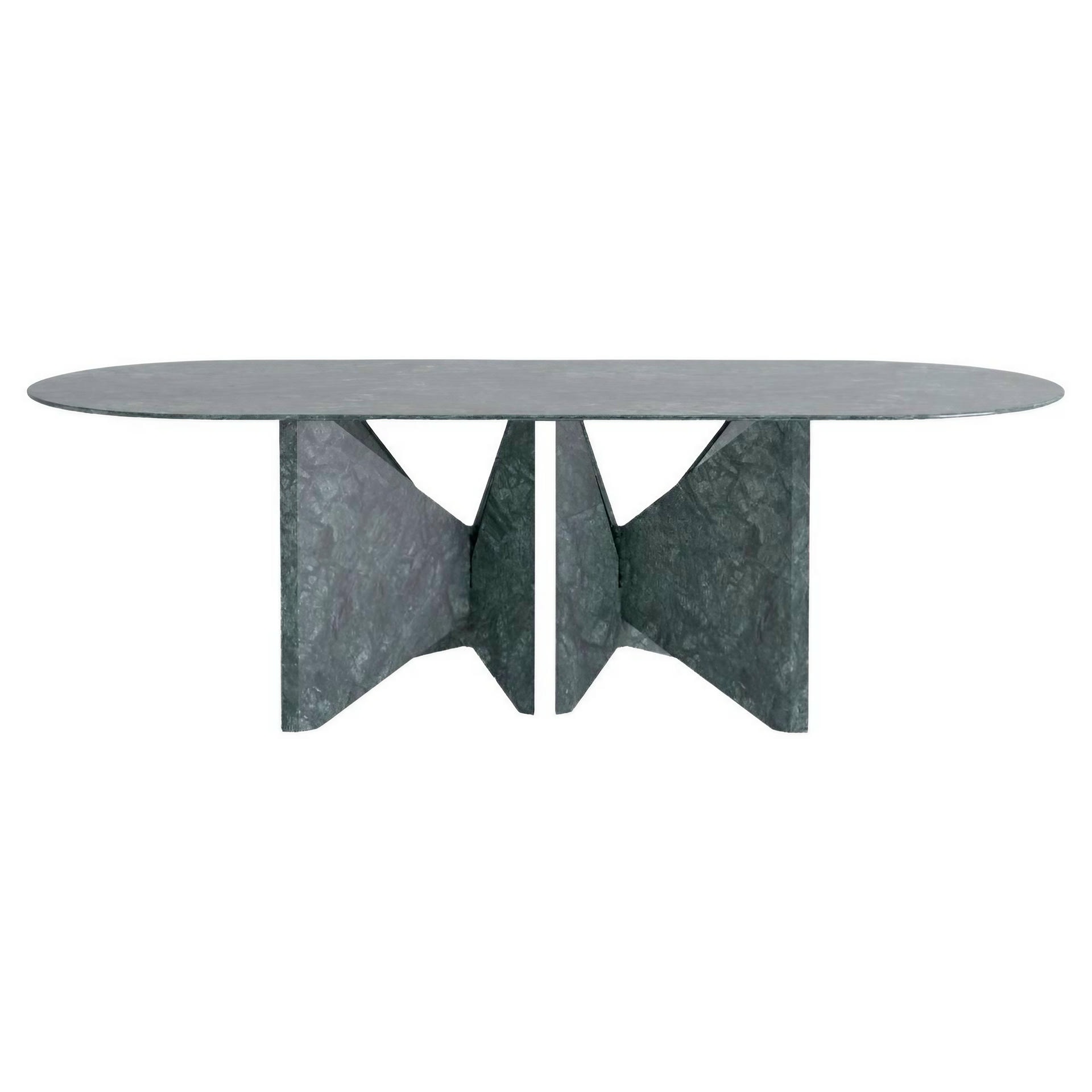 Lamina Oblong Green Marble Dinner Table by Hannes Peer 1