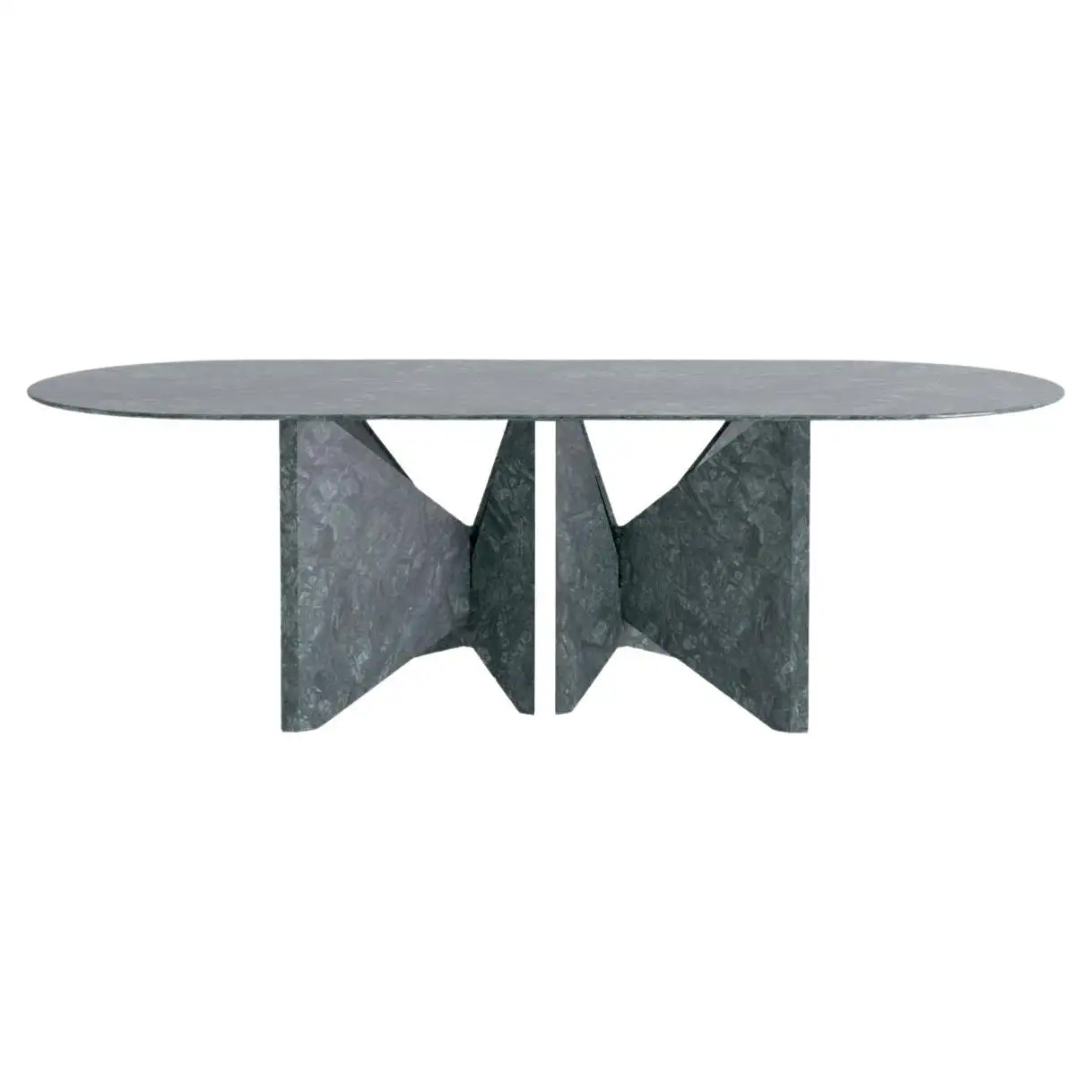 Lamina Oblong Green Marble Dinner Table by Hannes Peer 1