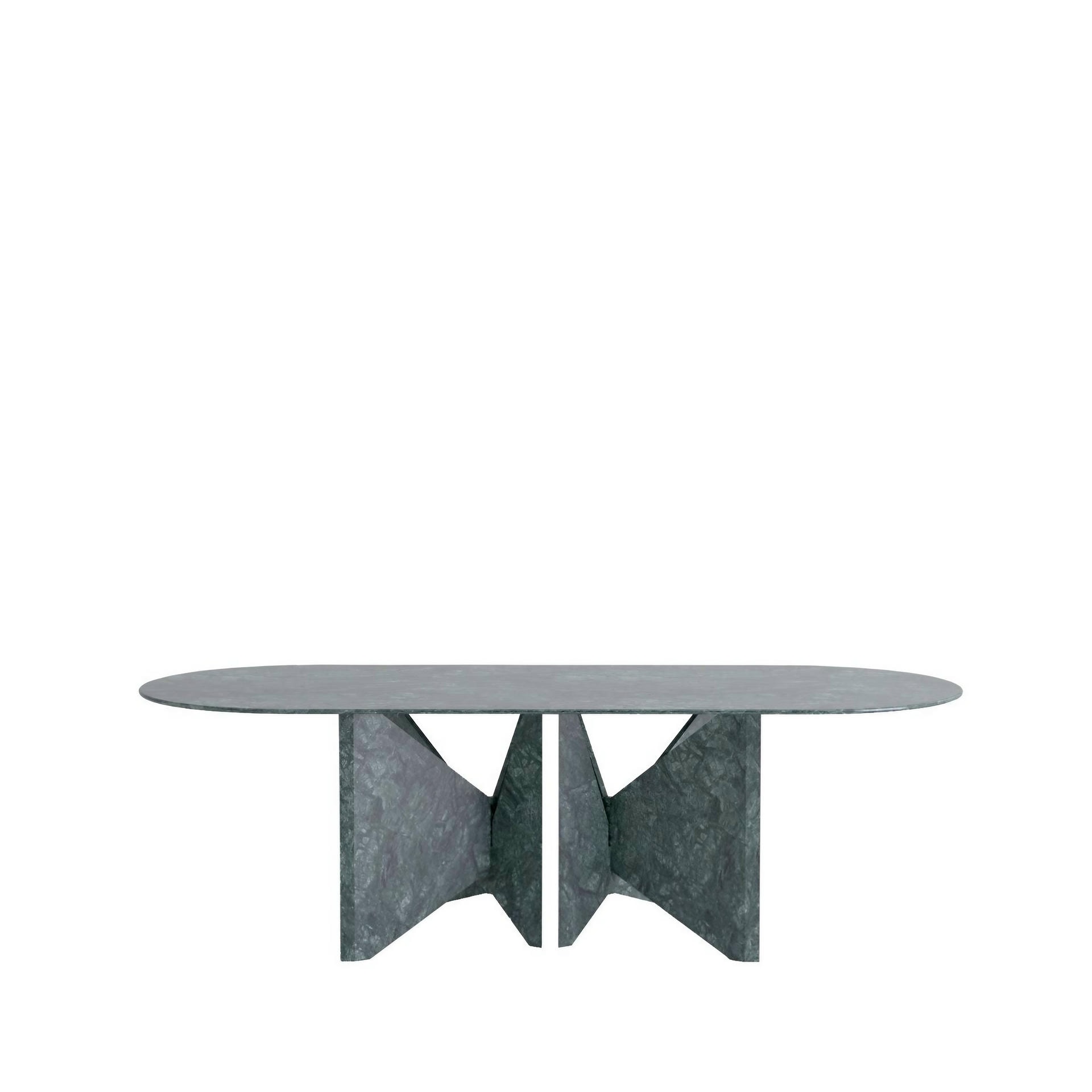Lamina Oblong Green Marble Dinner Table by Hannes Peer 2
