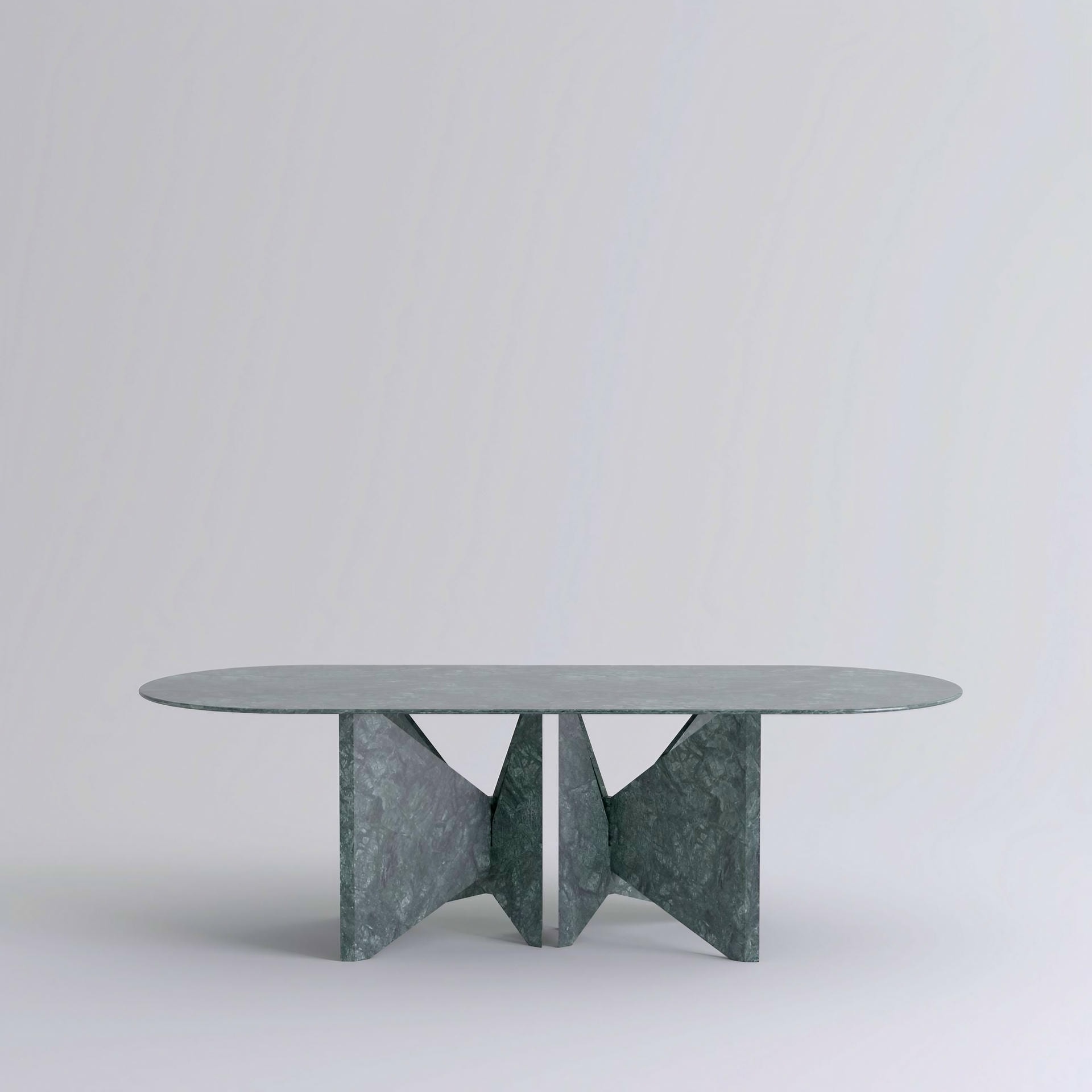 Lamina Oblong Green Marble Dinner Table by Hannes Peer 3