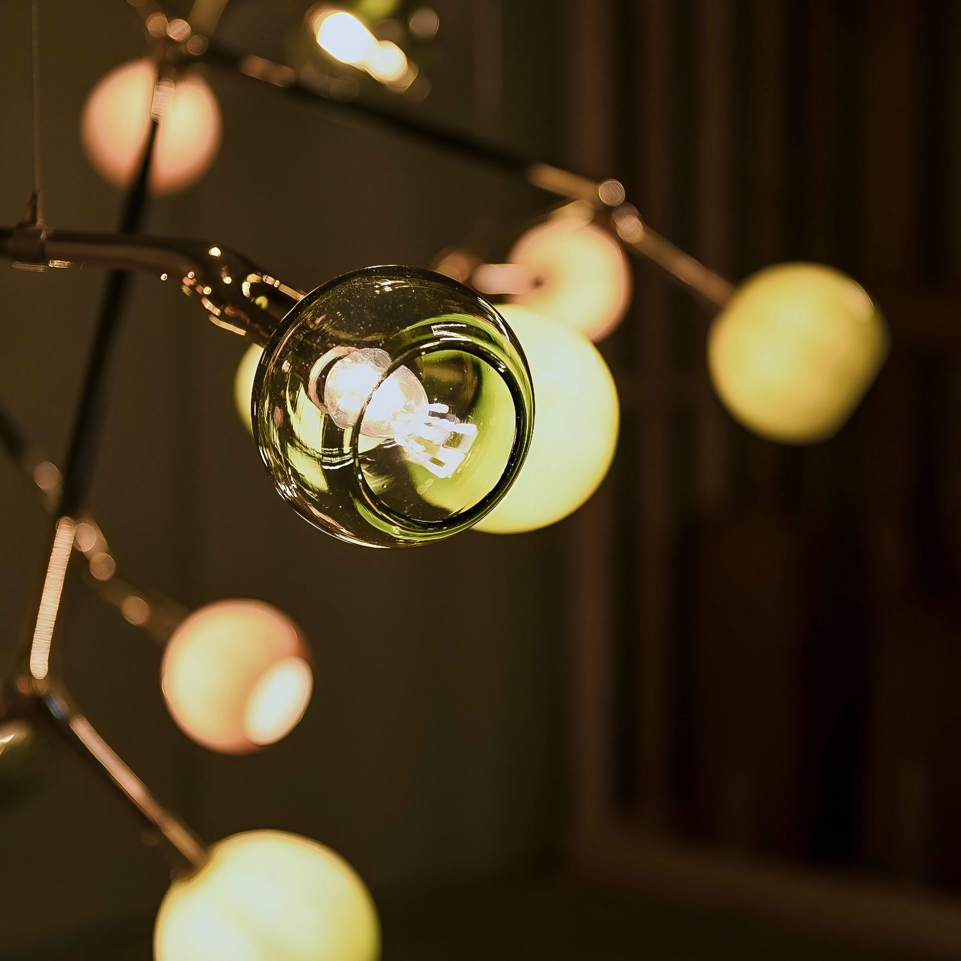 Mantis 13 Sculptural Coffee Glass and Polished Bronze Pendant by Isabel Moncada 11