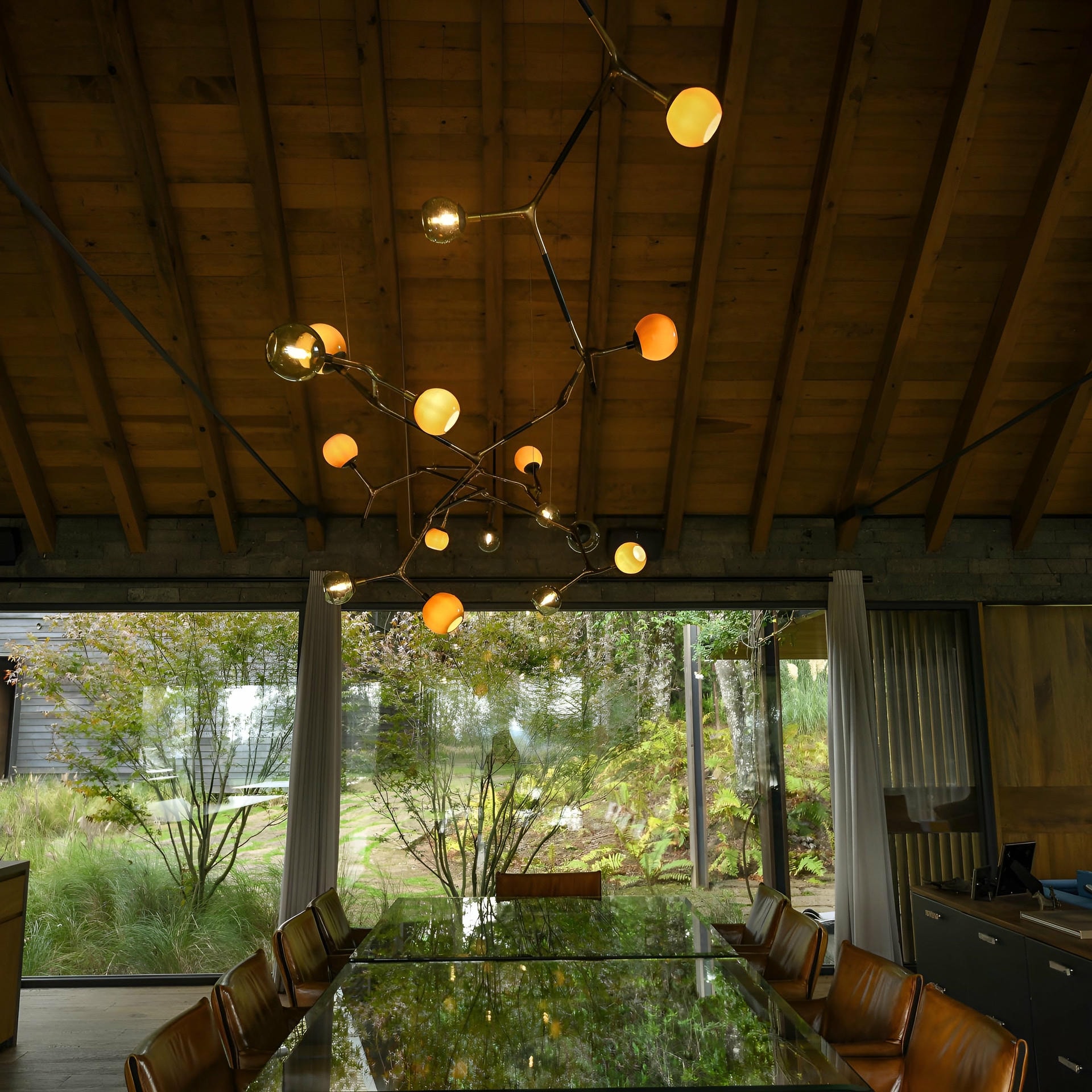 Mantis 13 Sculptural Coffee Glass and Polished Bronze Pendant by Isabel Moncada 9