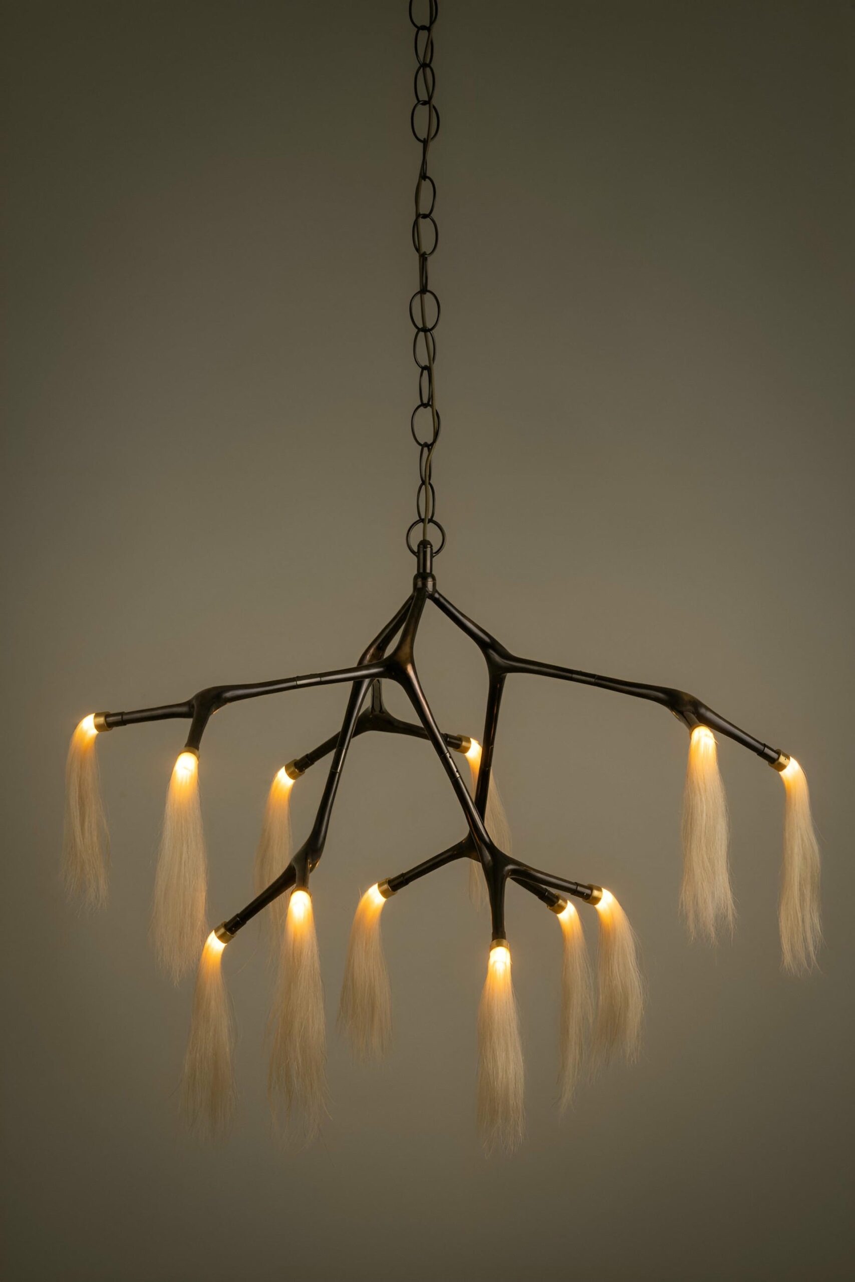 Maratus Sculptural Horsehair and Bronze Pendant Lamp by Isabel Moncada 11