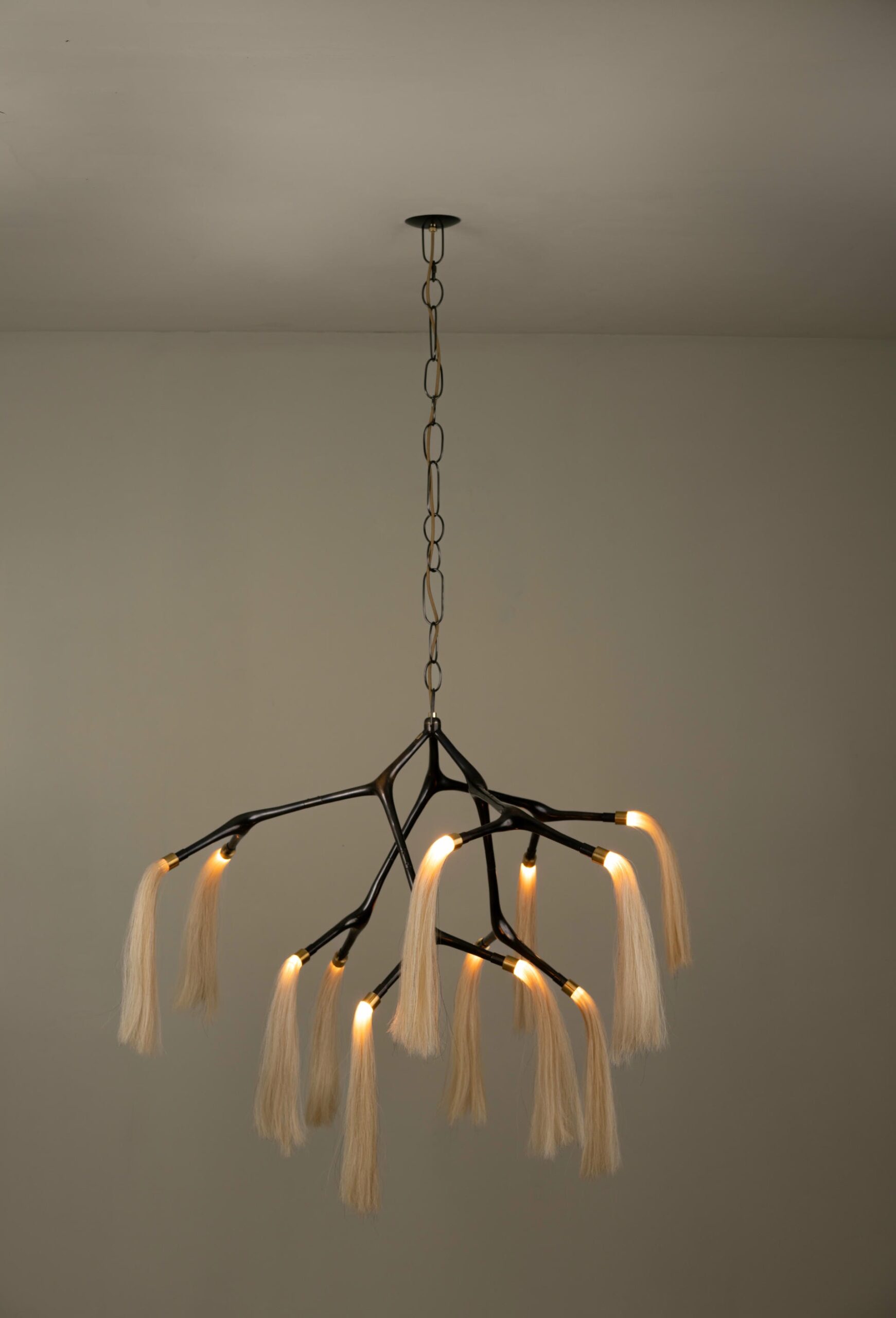 Maratus Sculptural Horsehair and Bronze Pendant Lamp by Isabel Moncada 4