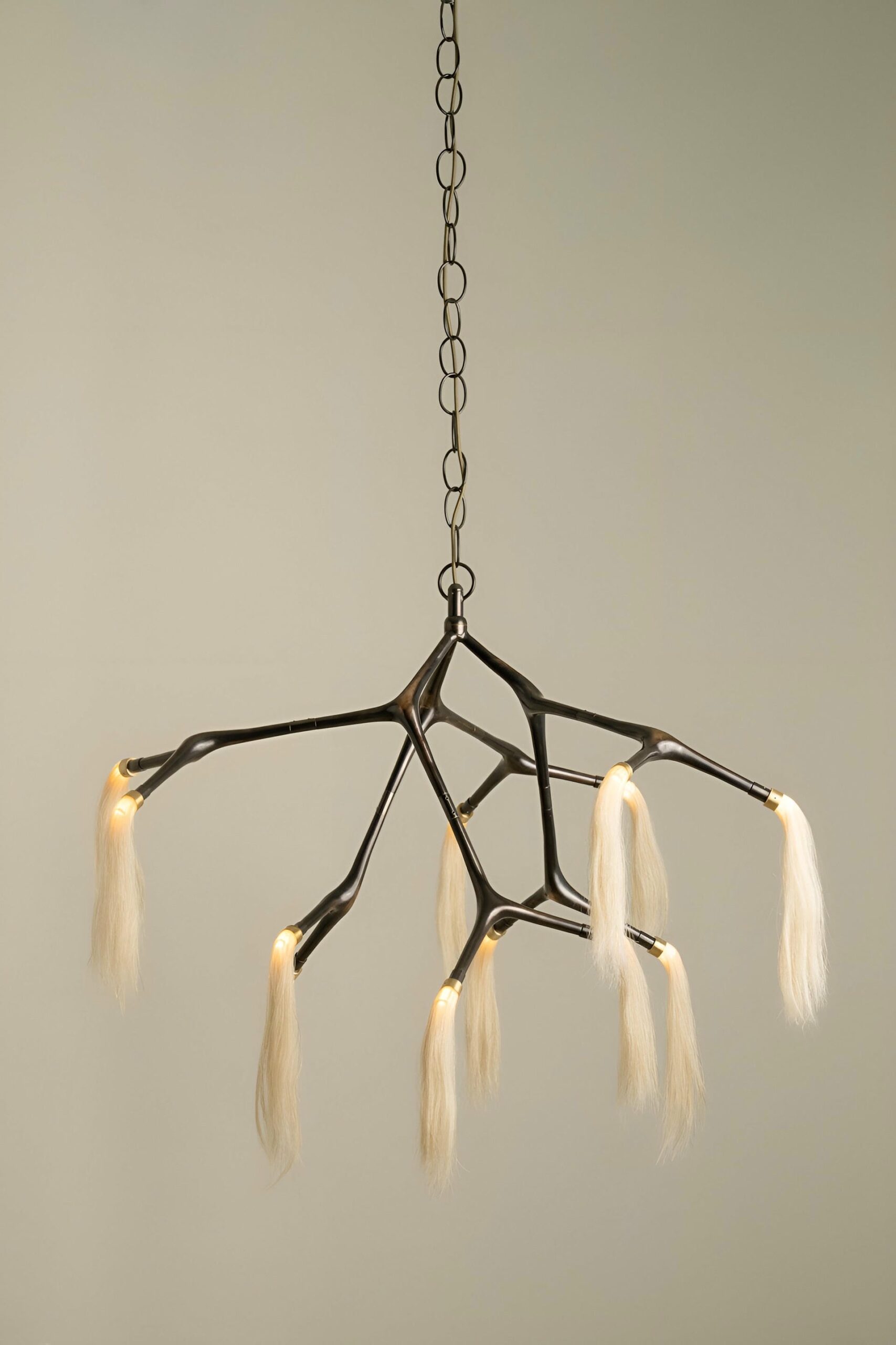 Maratus Sculptural Horsehair and Bronze Pendant Lamp by Isabel Moncada 7