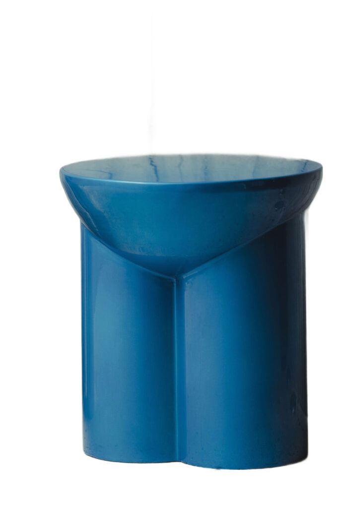 Metate Translucent Blue Steel Stool by David Del Valle 1