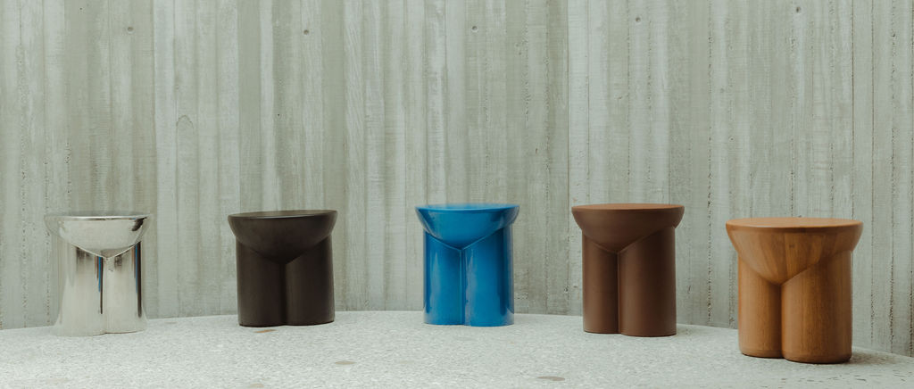 Metate Translucent Blue Steel Stool by David Del Valle 12