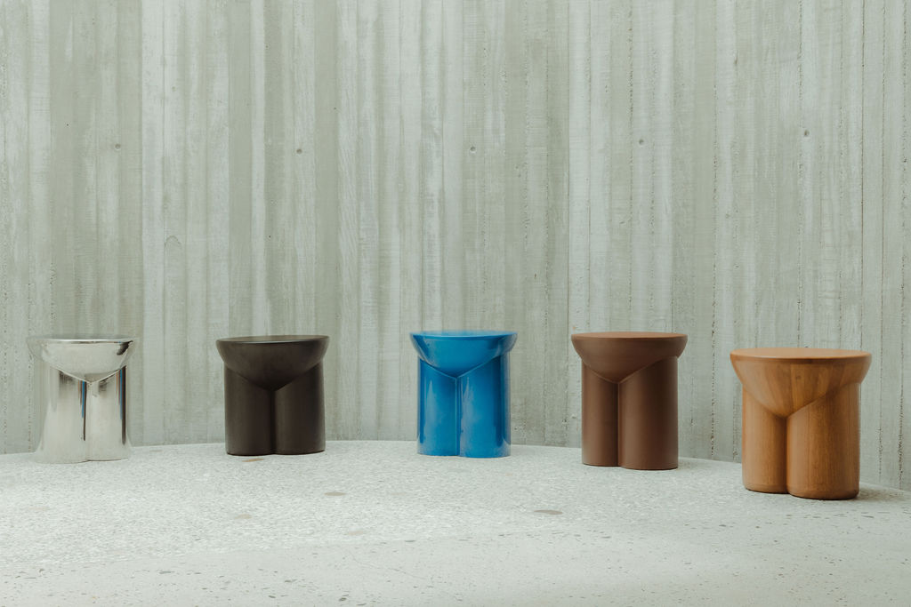 Metate Translucent Blue Steel Stool by David Del Valle 13