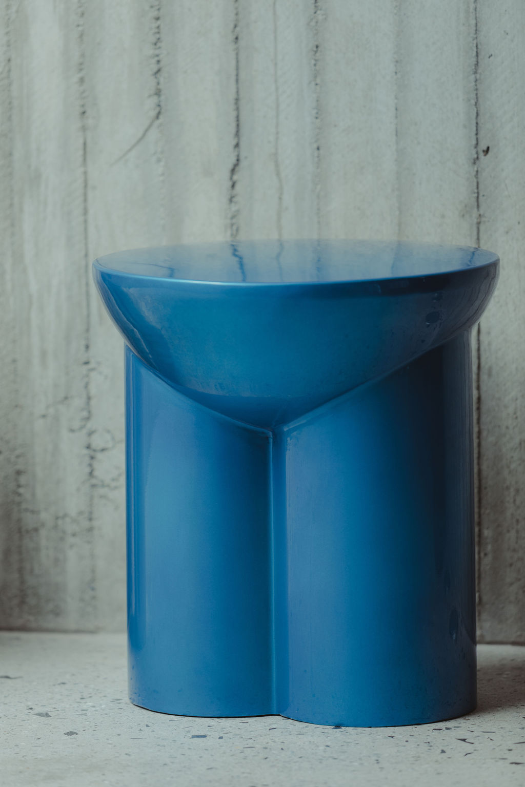 Metate Translucent Blue Steel Stool by David Del Valle 2